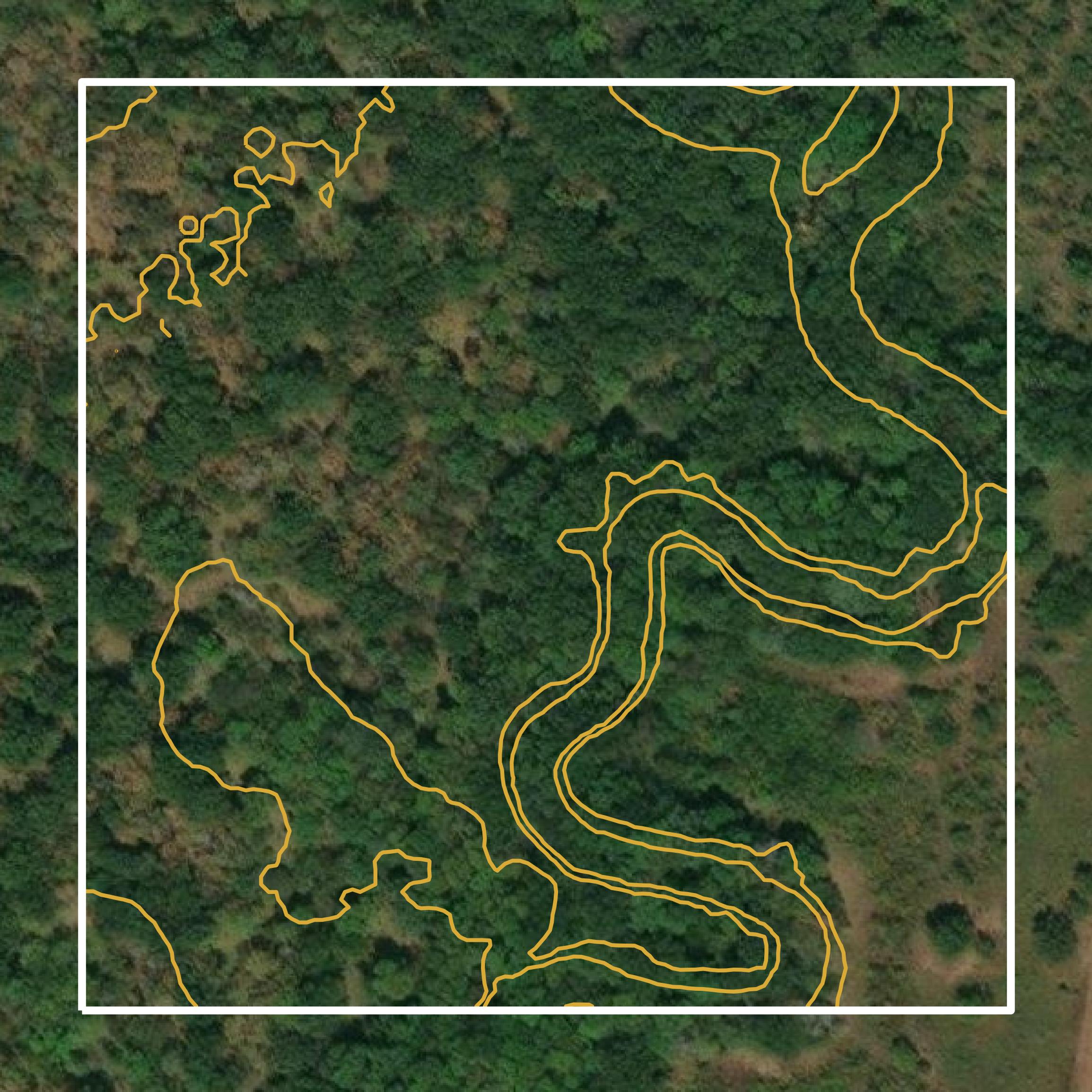 This image shows a contour map in Choctaw County created using GIS data in Equator.