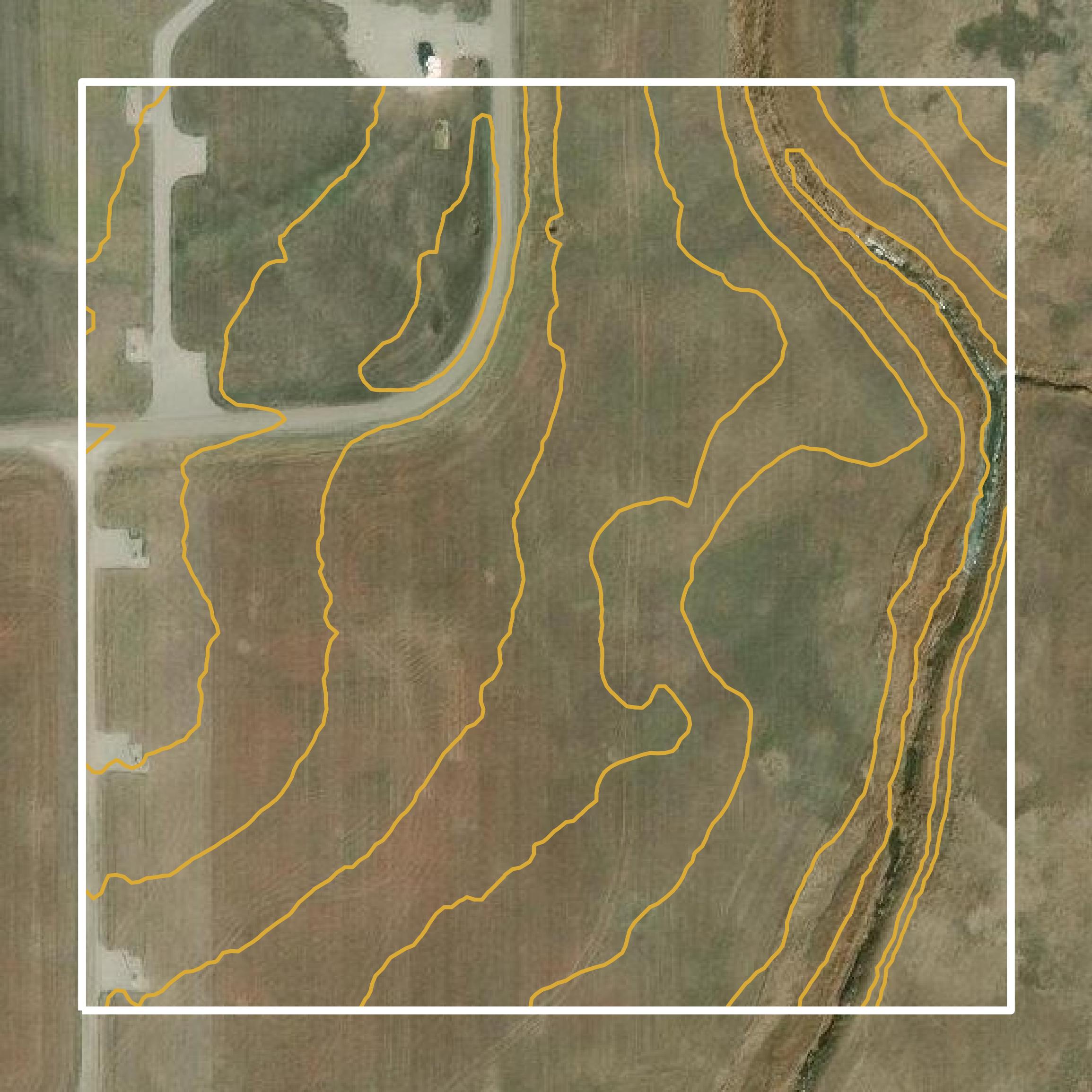 This image shows a contour map in Cleveland County created using GIS data in Equator.