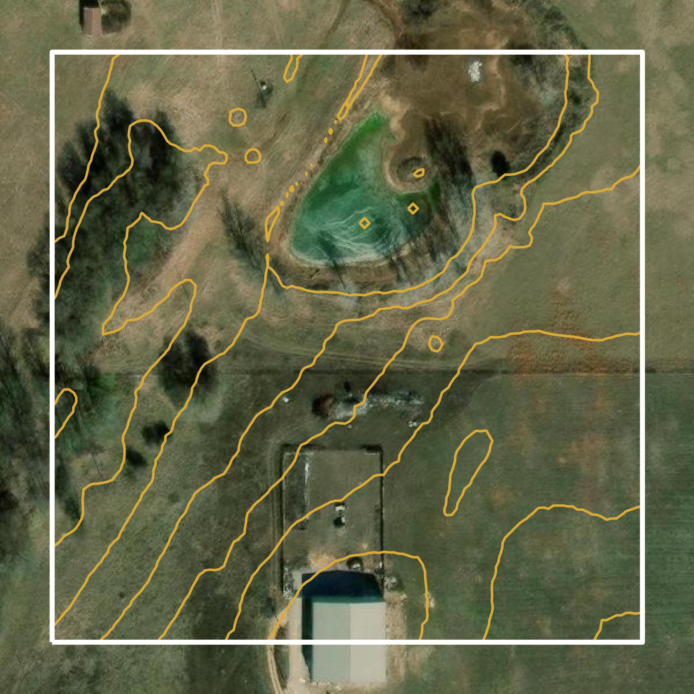 This image shows a contour map in Cleveland County created using GIS data in Equator.