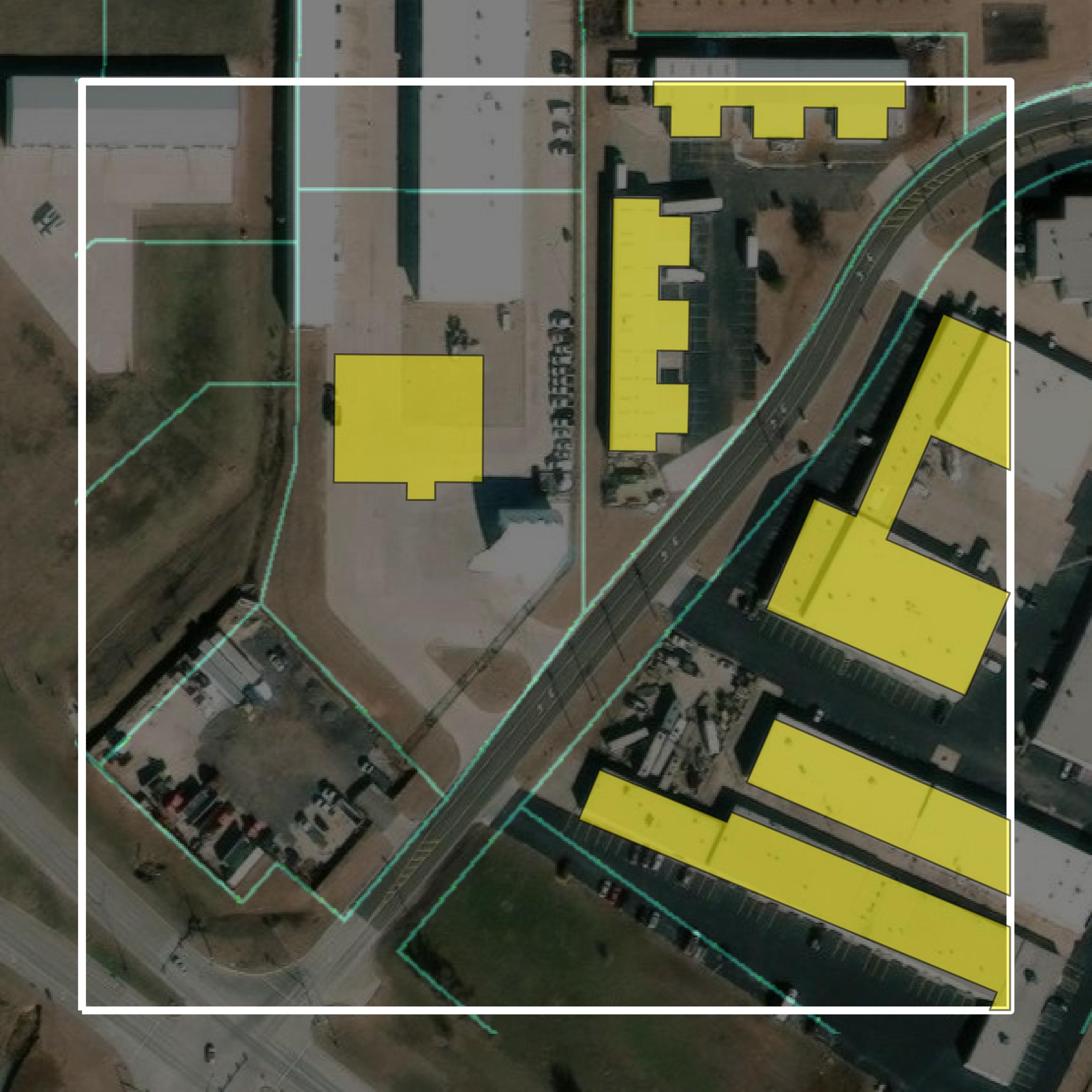 This image shows parcel and building data in Cleveland County created using GIS data in Equator.