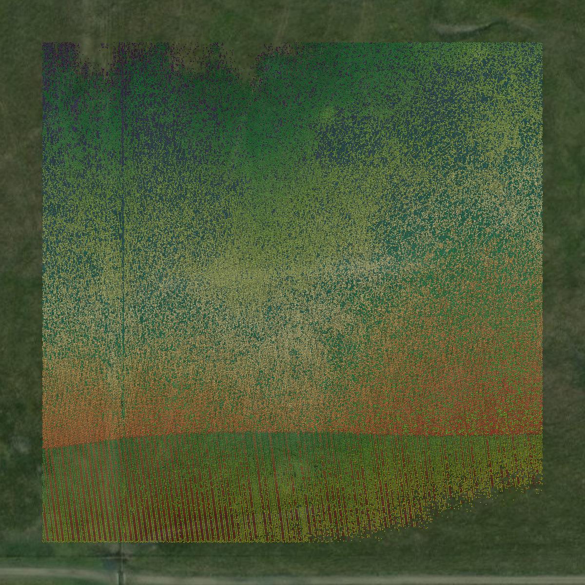 This image shows a LiDAR point cloud in Craig County created using GIS data in Equator.