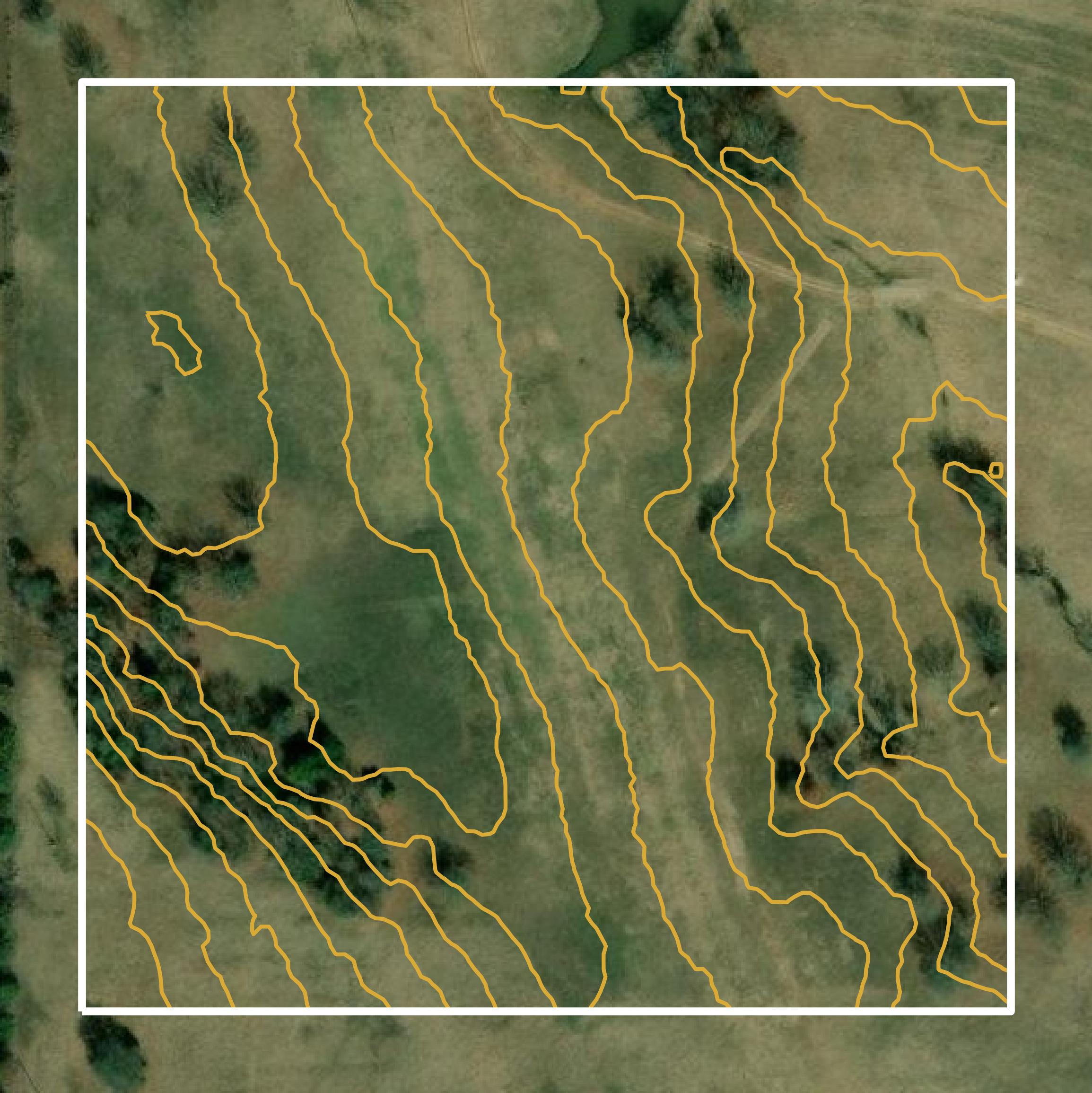 This image shows a contour map in Creek County created using GIS data in Equator.