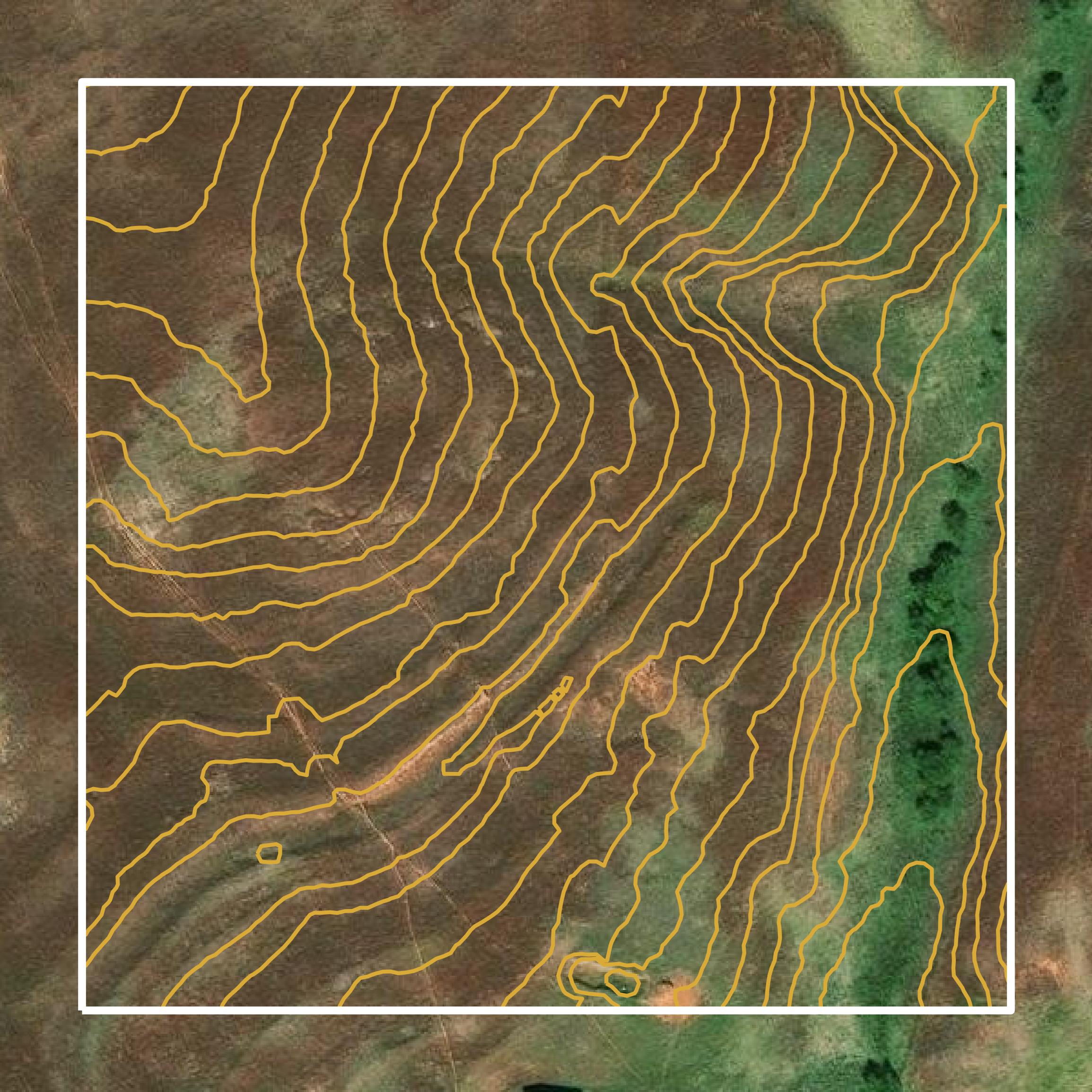 This image shows a contour map in Custer County created using GIS data in Equator.