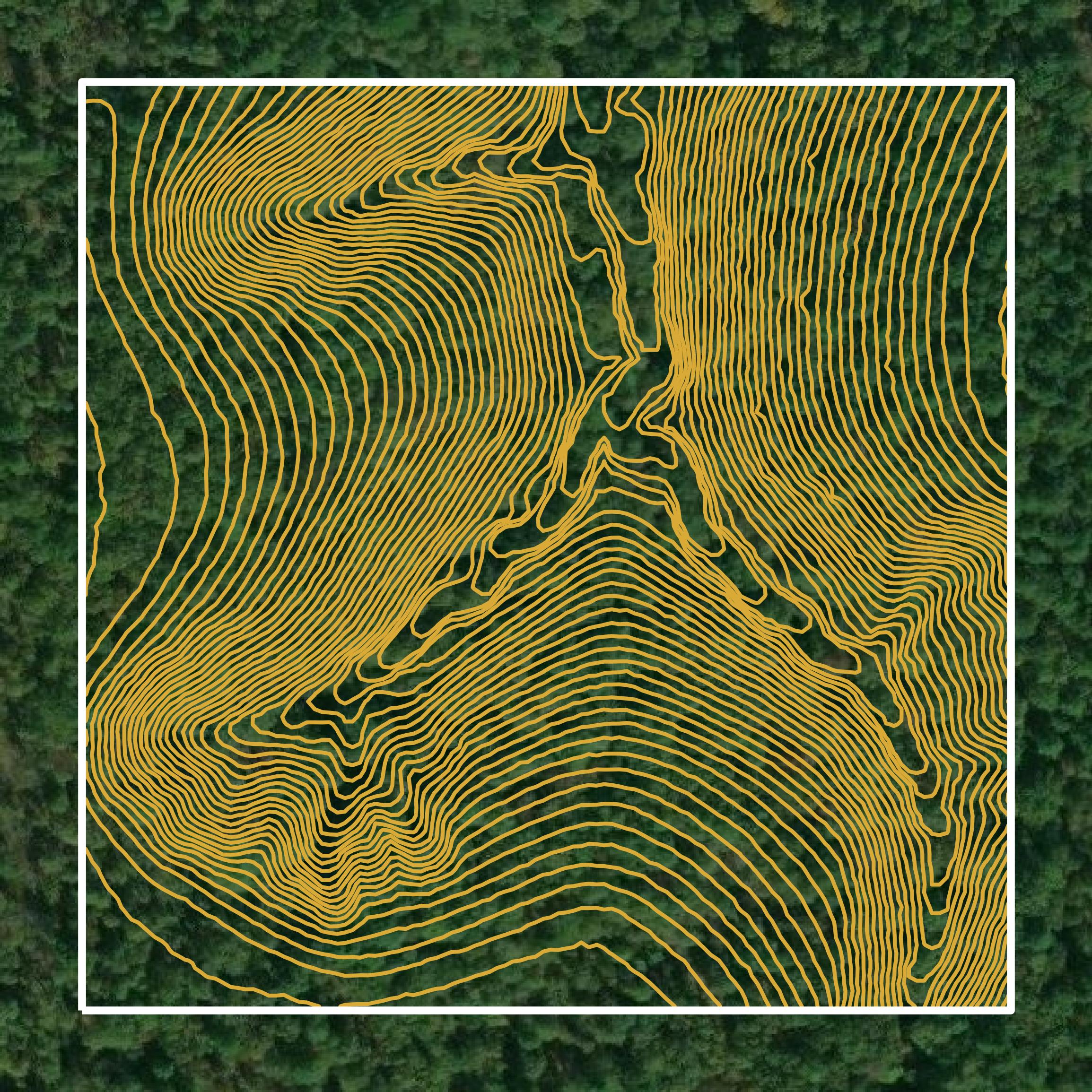 This image shows a contour map in Delaware County created using GIS data in Equator.