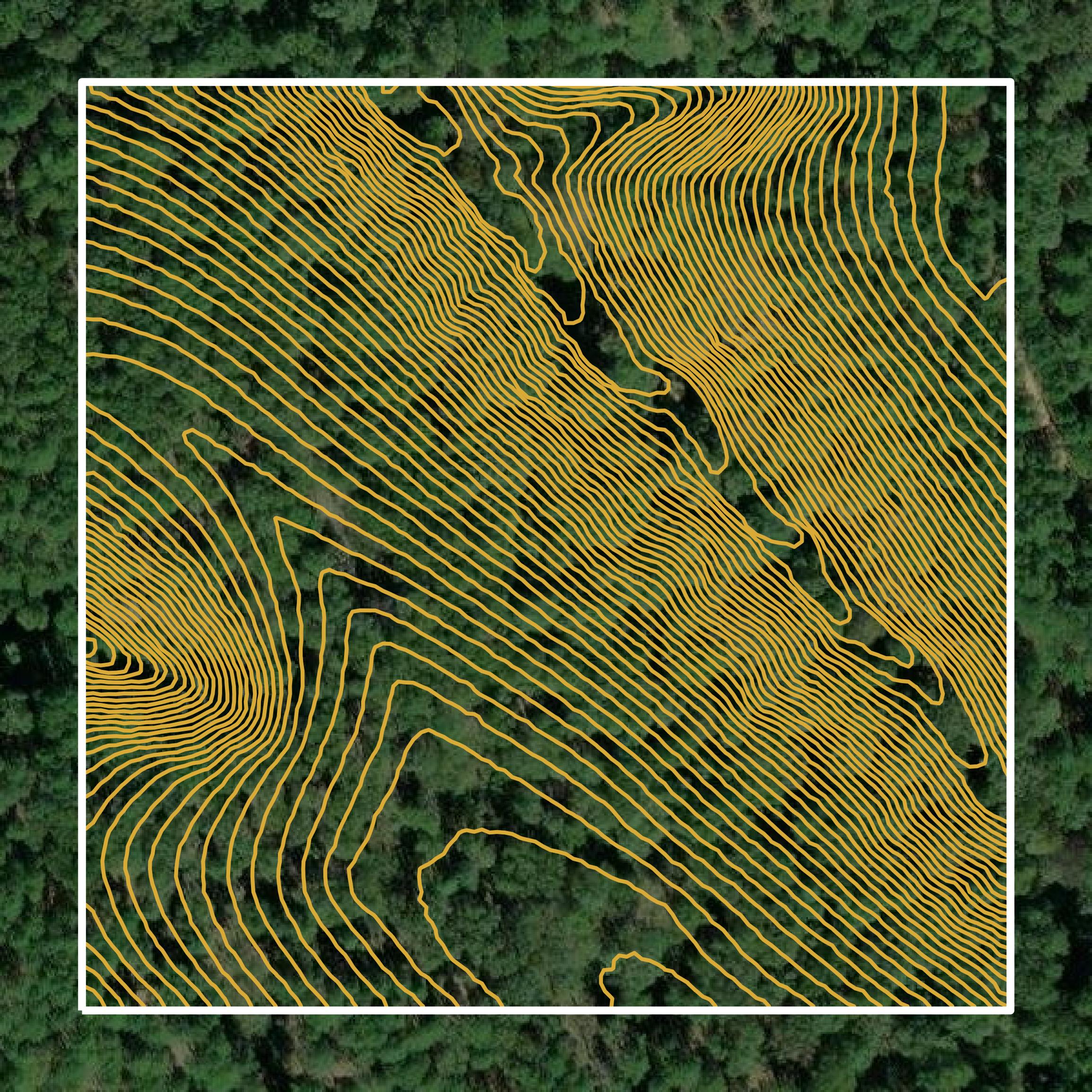 This image shows a contour map in Delaware County created using GIS data in Equator.