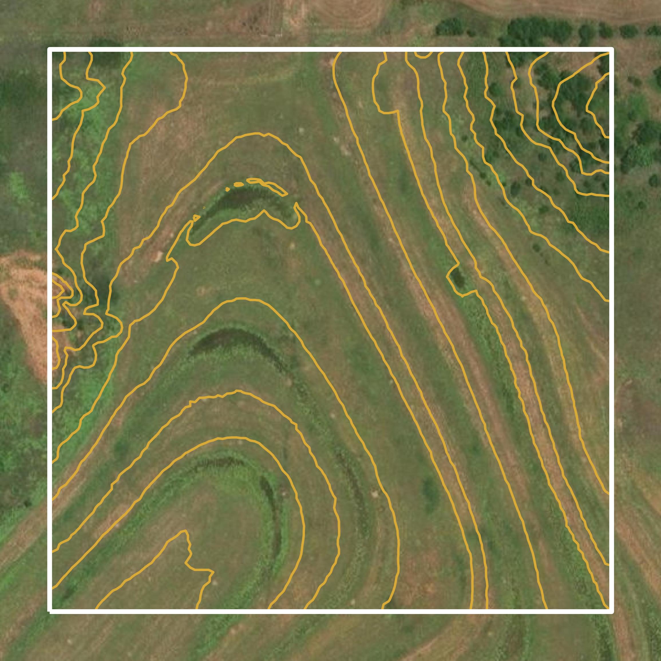 This image shows a contour map in Dewey County created using GIS data in Equator.