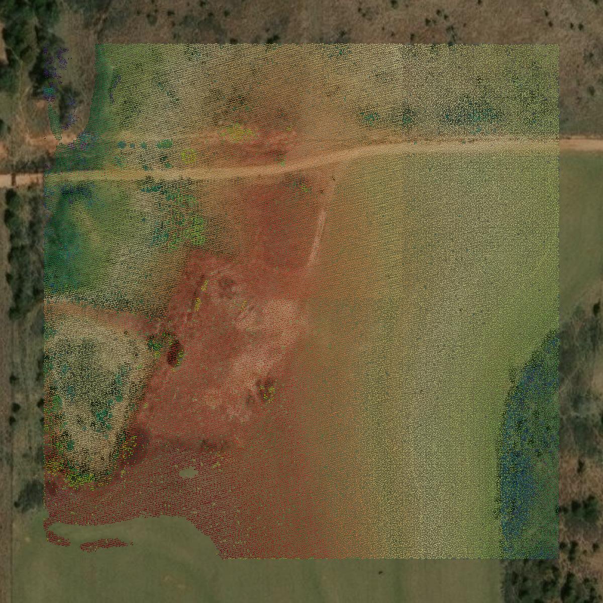 This image shows a LiDAR point cloud in Dewey County created using GIS data in Equator.