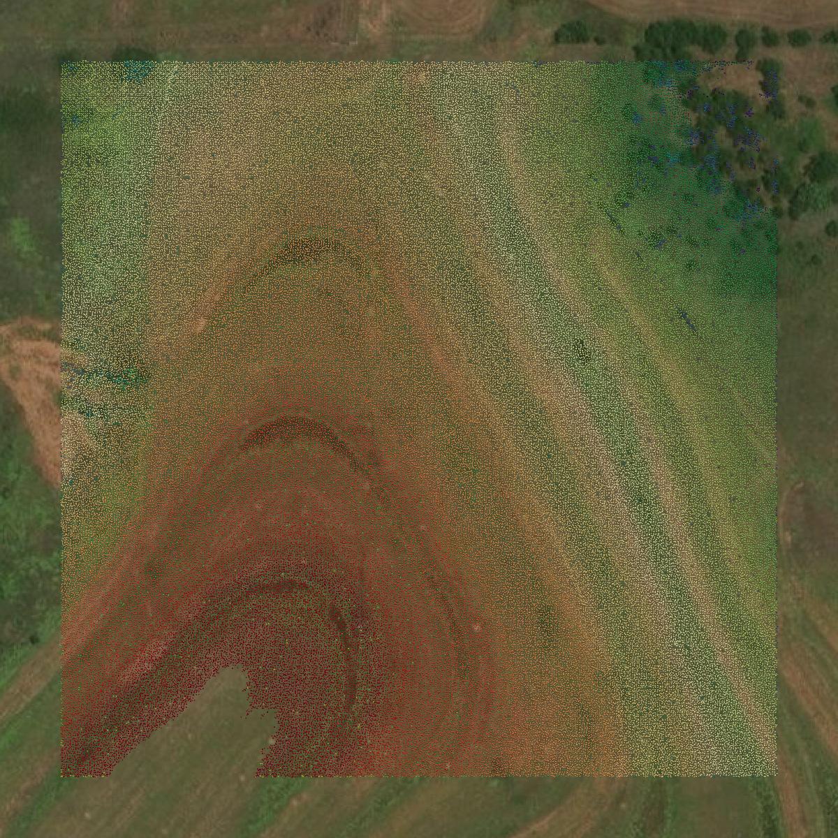 This image shows a LiDAR point cloud in Dewey County created using GIS data in Equator.