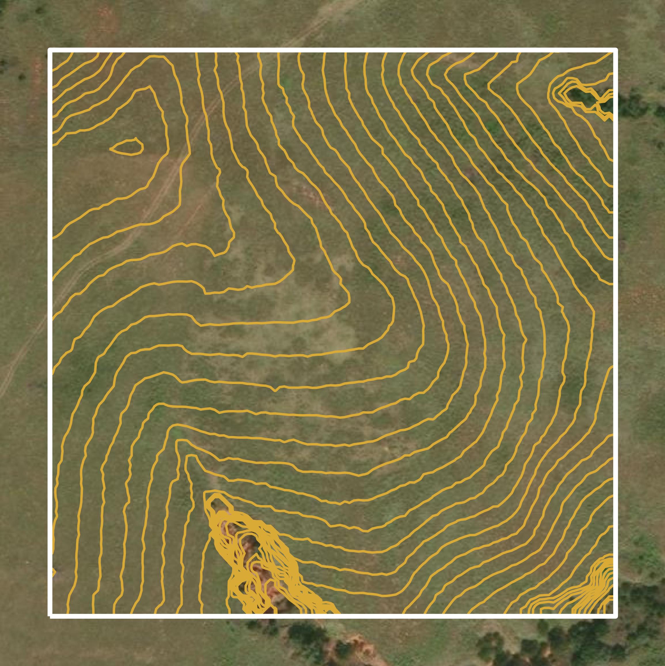 This image shows a contour map in Ellis County created using GIS data in Equator.