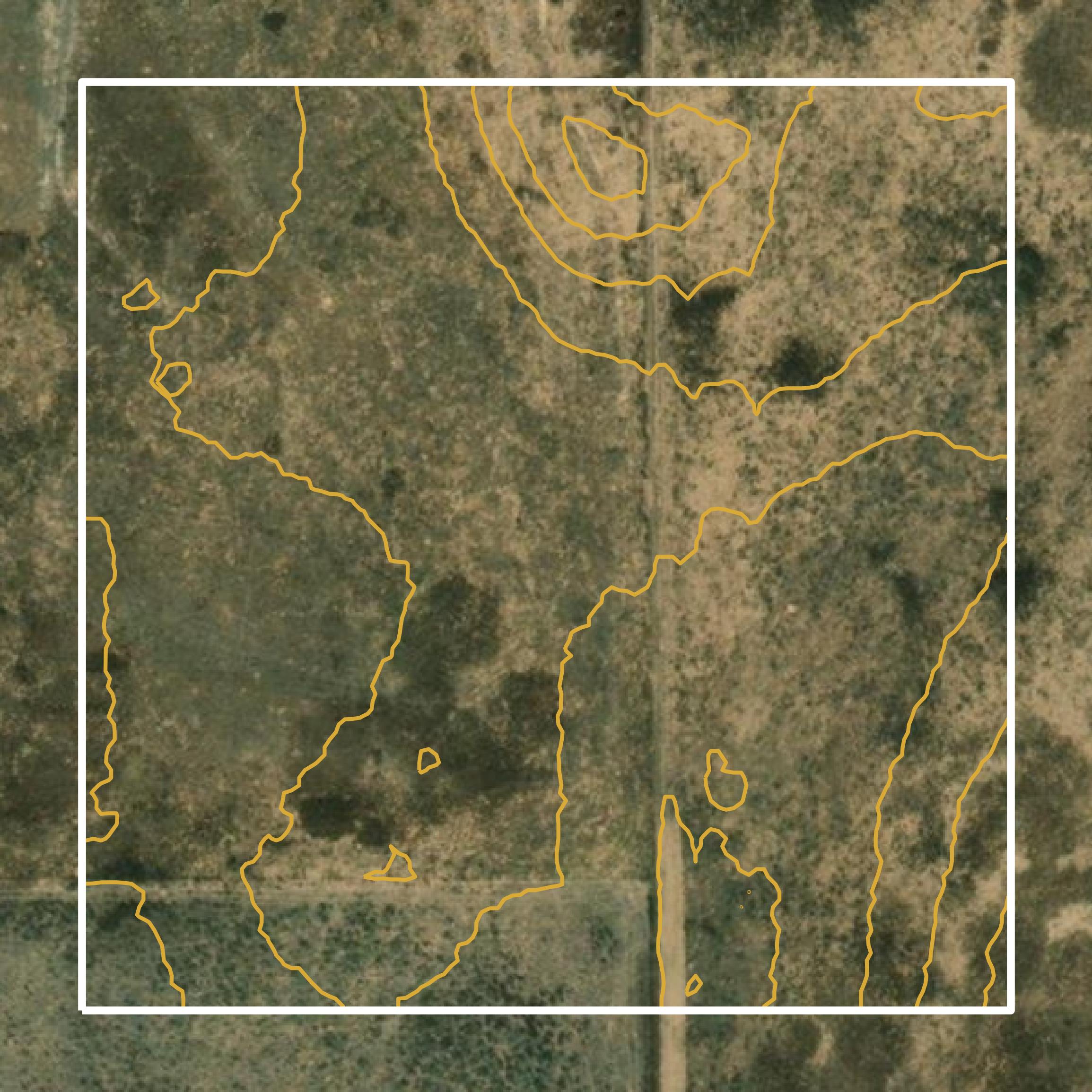 This image shows a contour map in Ellis County created using GIS data in Equator.