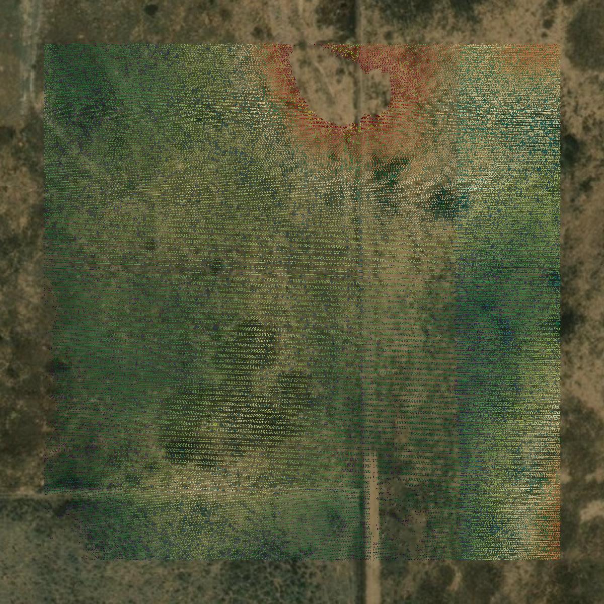 This image shows a LiDAR point cloud in Ellis County created using GIS data in Equator.