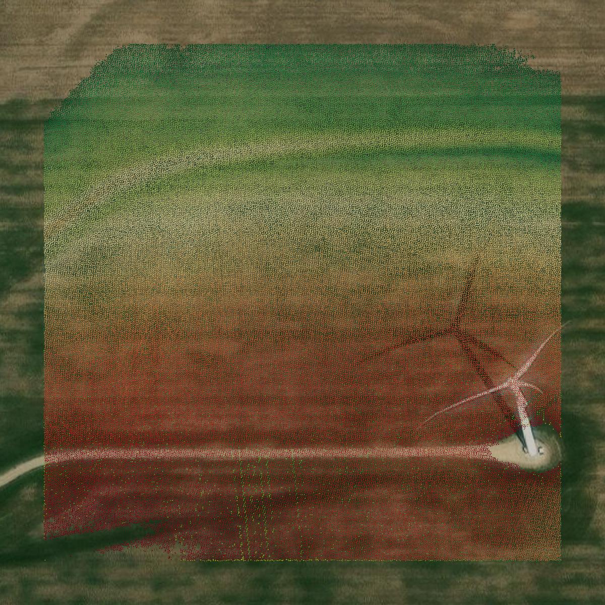 This image shows a LiDAR point cloud in Grant County created using GIS data in Equator.