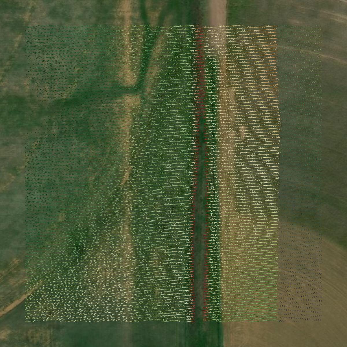 This image shows a LiDAR point cloud in Greer County created using GIS data in Equator.