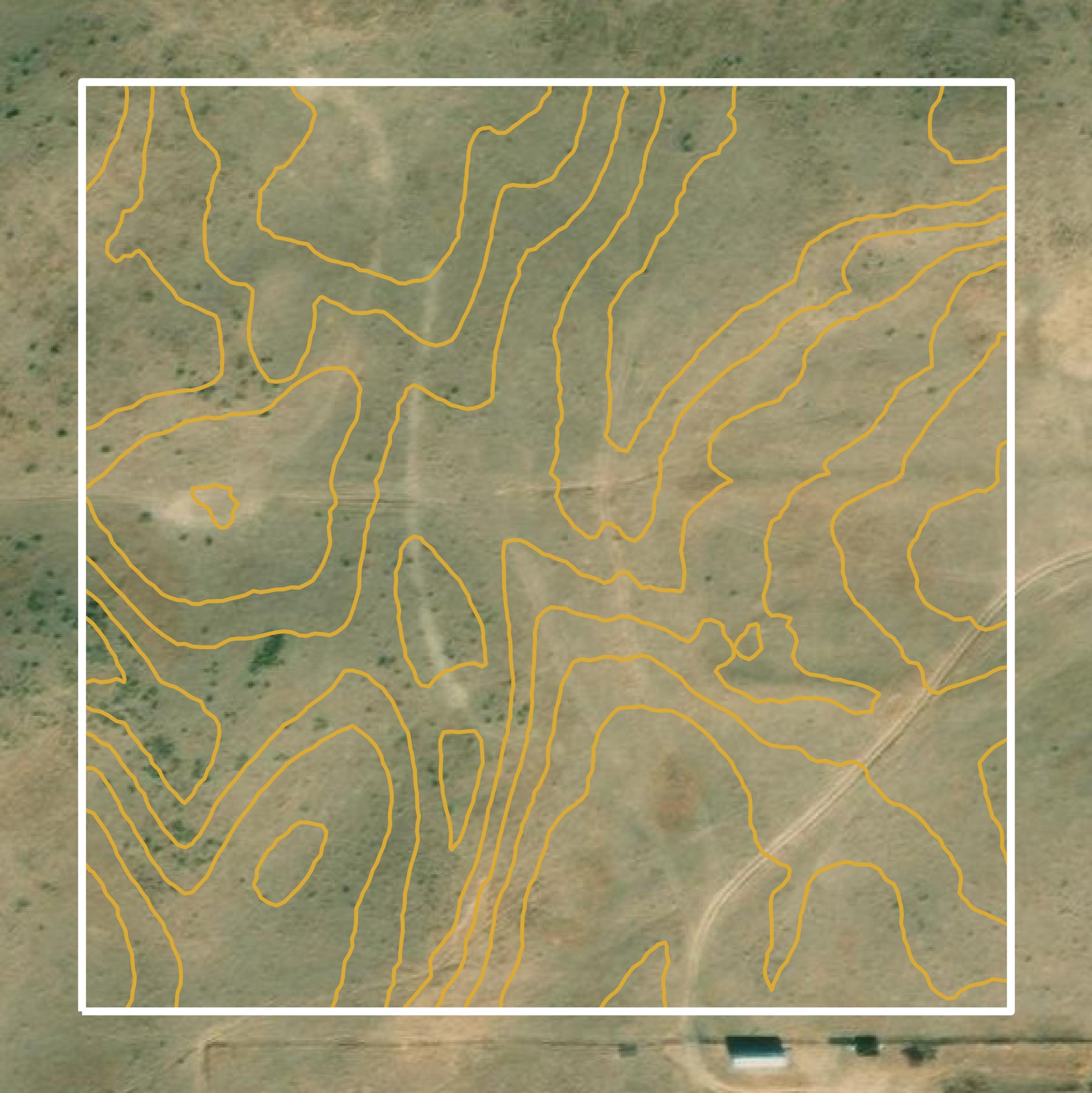 This image shows a contour map in Harper County created using GIS data in Equator.