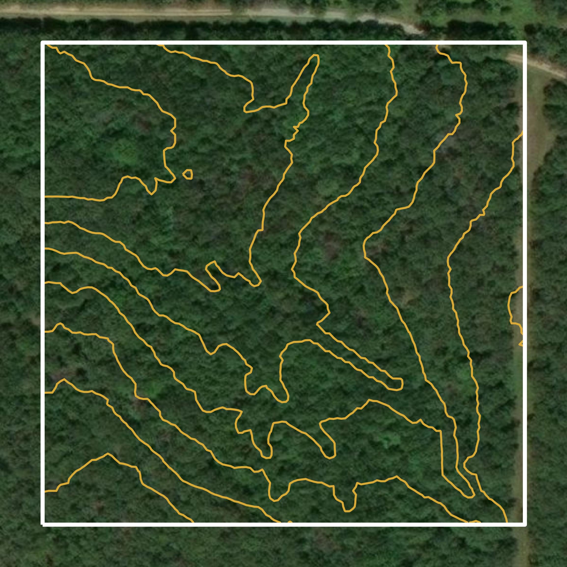 This image shows a contour map in Haskell County created using GIS data in Equator.