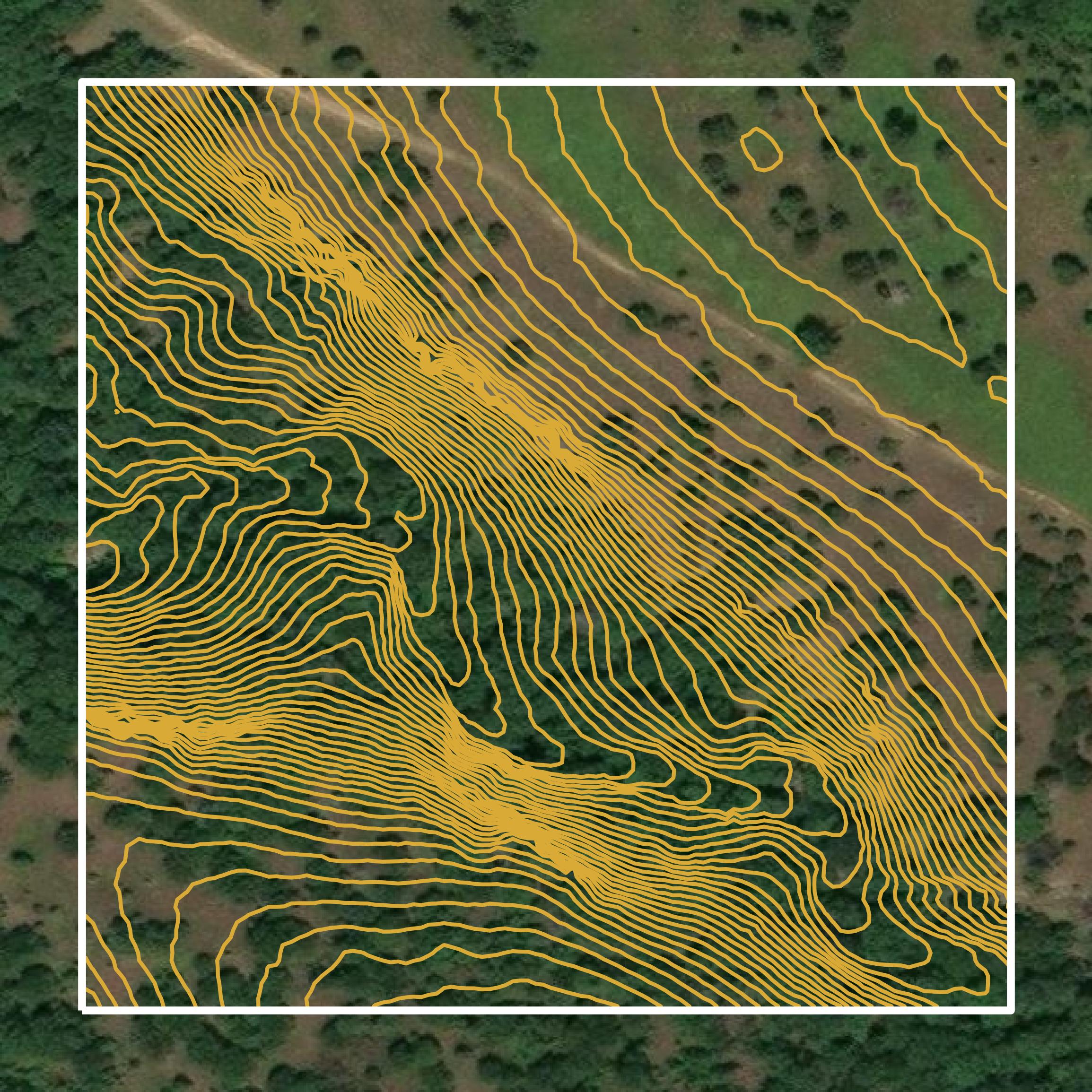 This image shows a contour map in Haskell County created using GIS data in Equator.