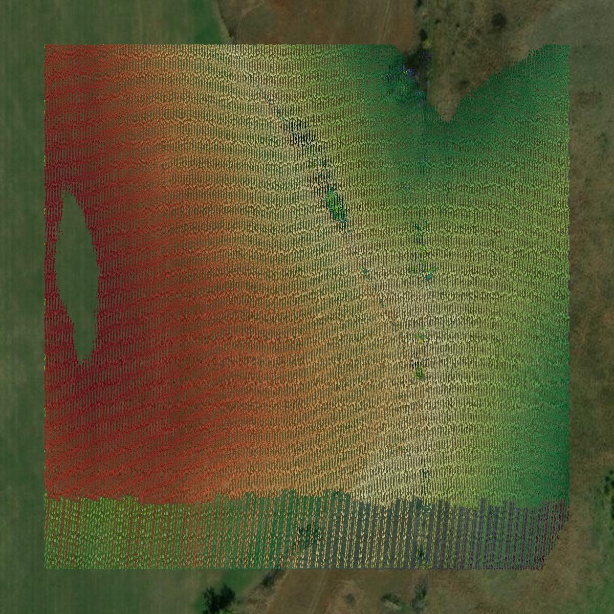 This image shows a LiDAR point cloud in Kay County created using GIS data in Equator.