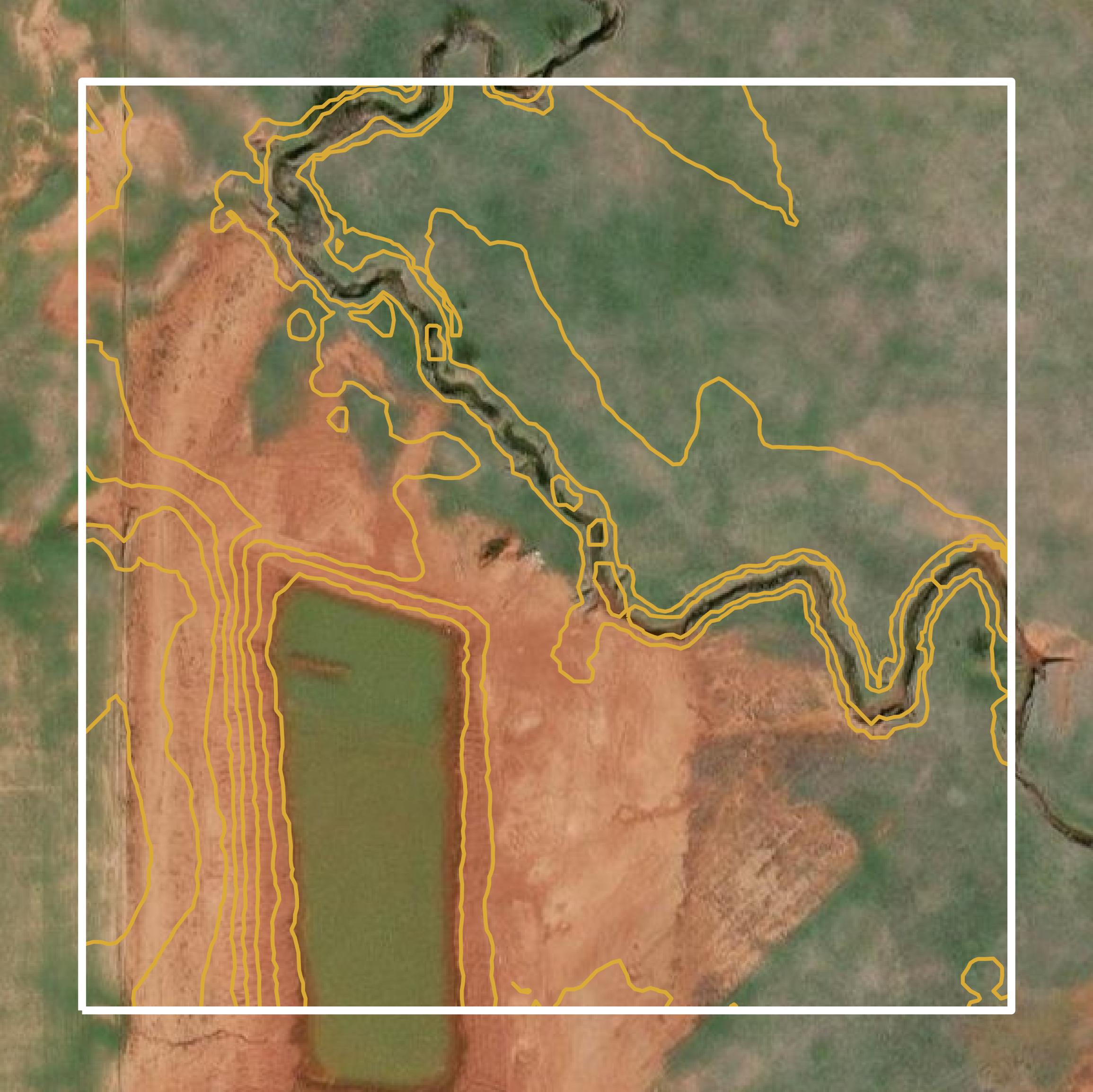 This image shows a contour map in Kingfisher County created using GIS data in Equator.