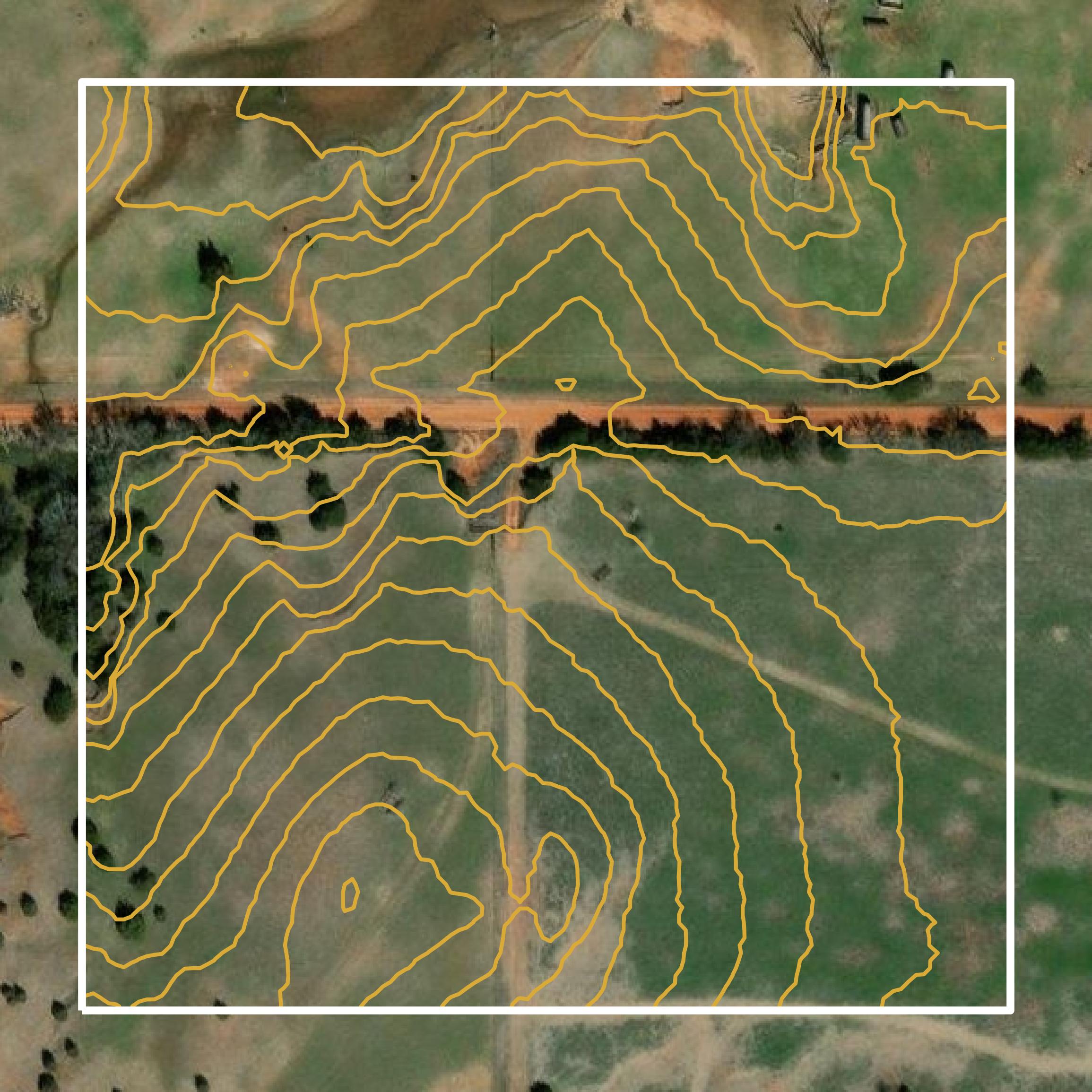 This image shows a contour map in Kingfisher County created using GIS data in Equator.