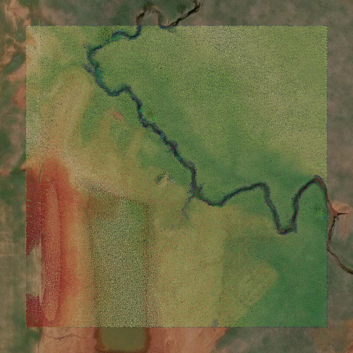 This image shows a LiDAR point cloud in Kingfisher County created using GIS data in Equator.