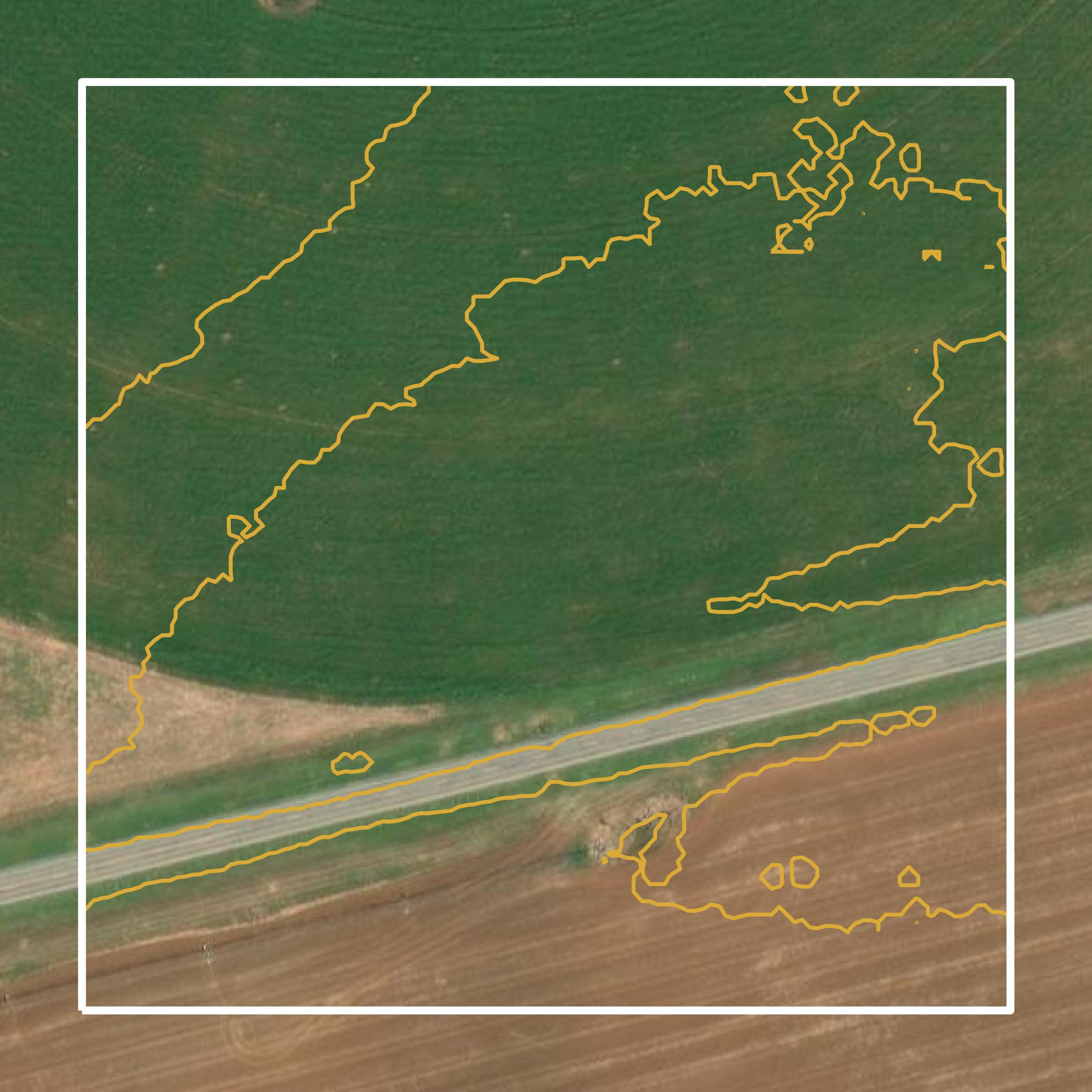 This image shows a contour map in Kiowa County created using GIS data in Equator.