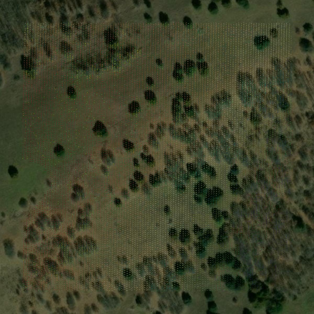 This image shows a LiDAR point cloud in Latimer County created using GIS data in Equator.