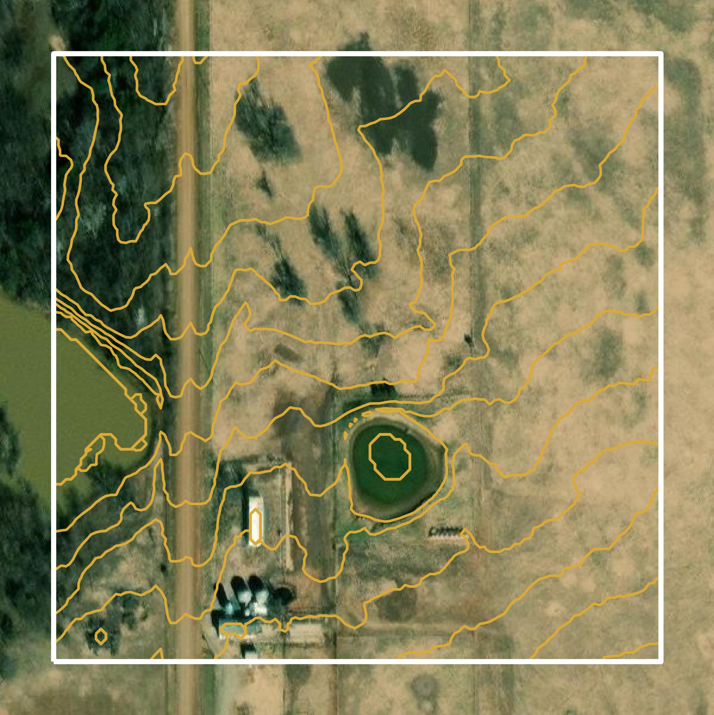 This image shows a contour map in Lincoln County created using GIS data in Equator.