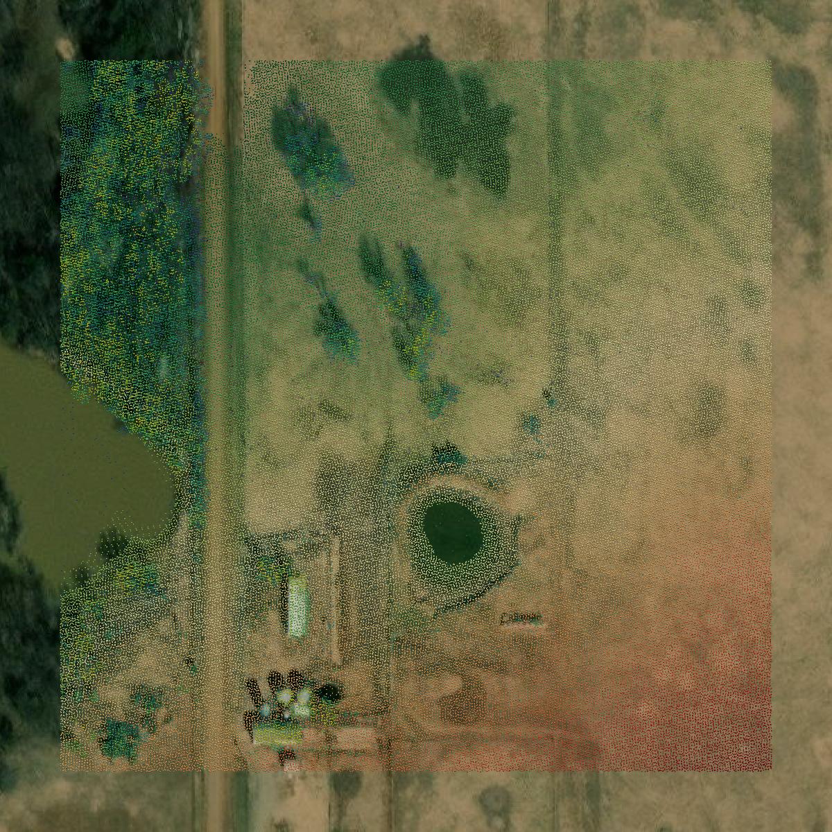 This image shows a LiDAR point cloud in Lincoln County created using GIS data in Equator.