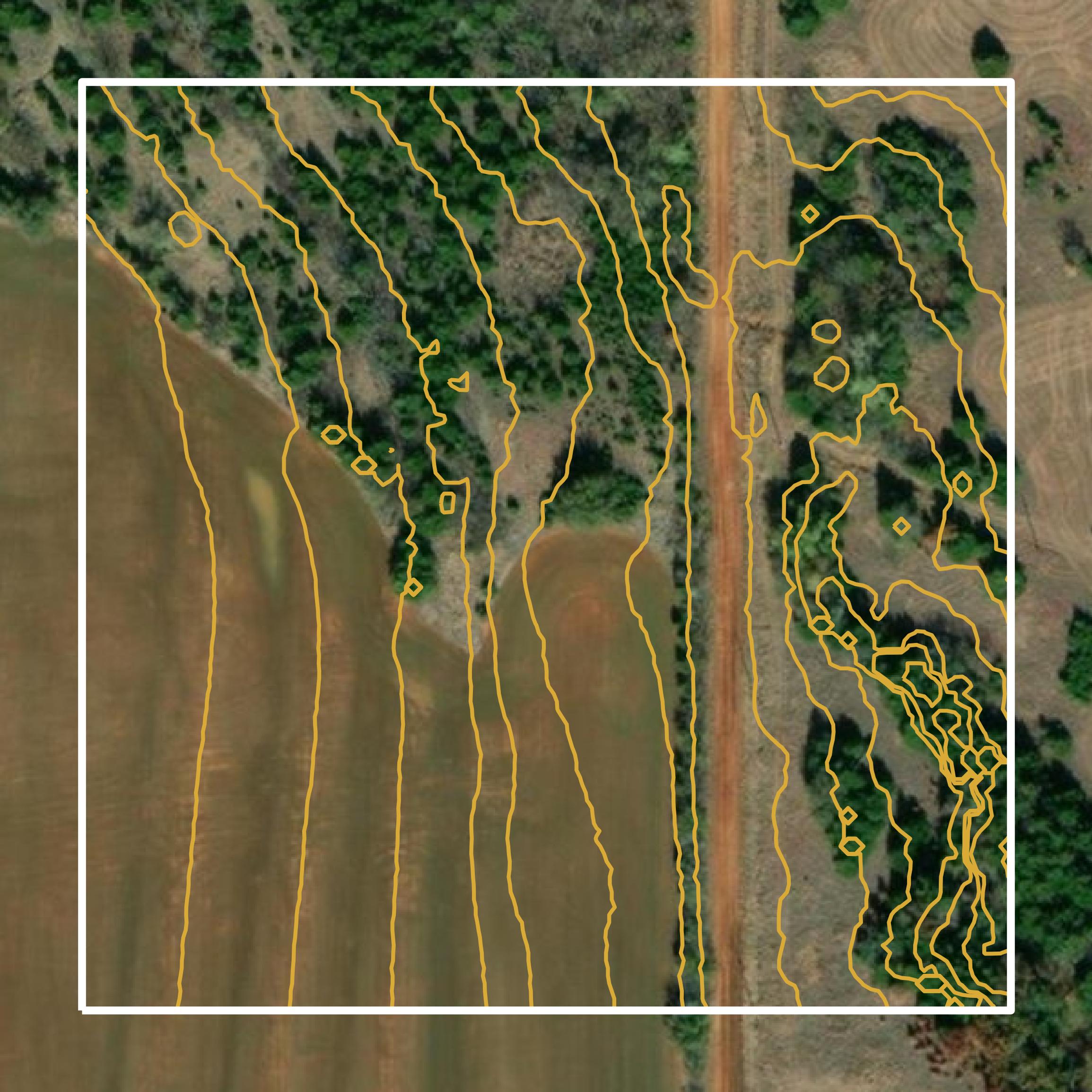 This image shows a contour map in Logan County created using GIS data in Equator.