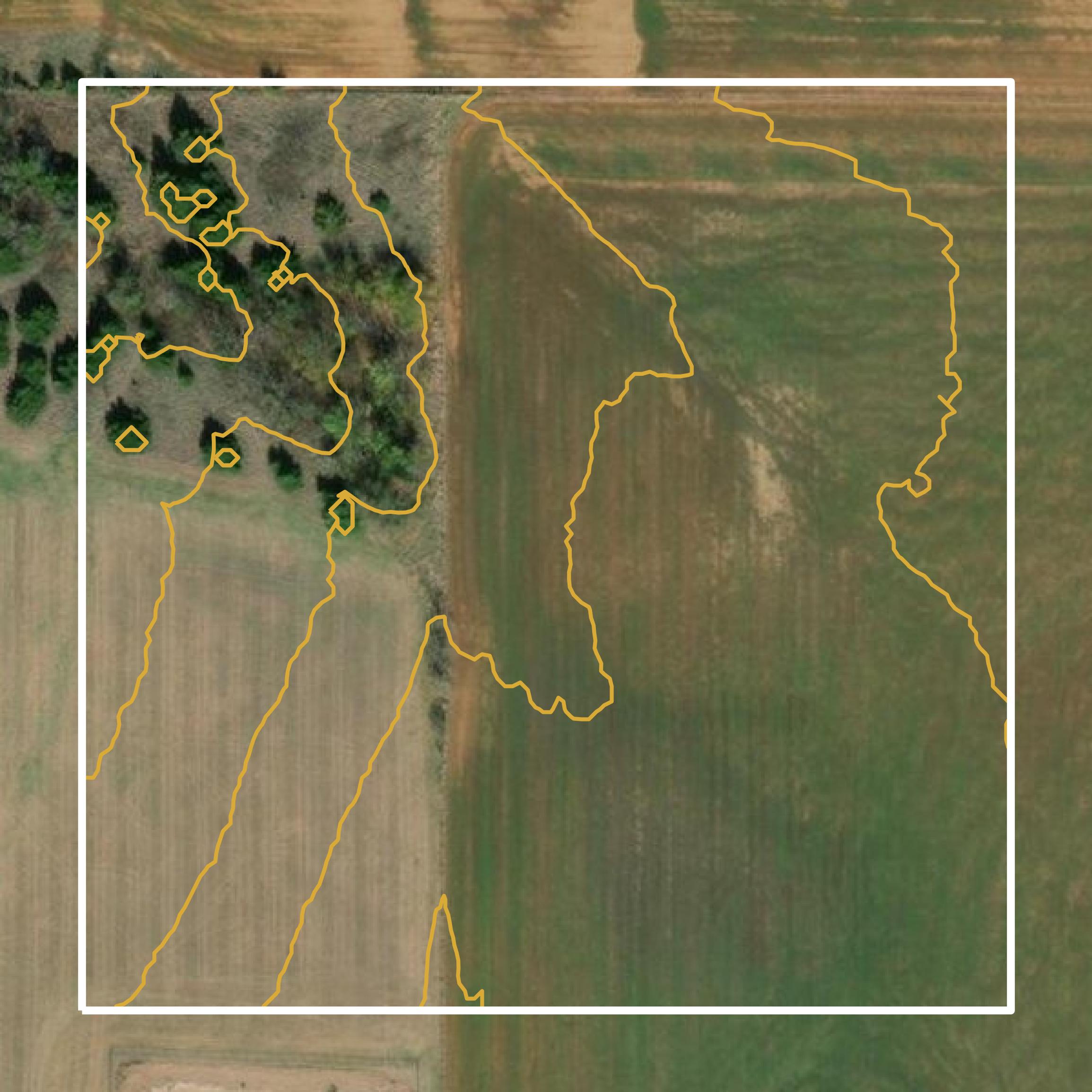 This image shows a contour map in Logan County created using GIS data in Equator.