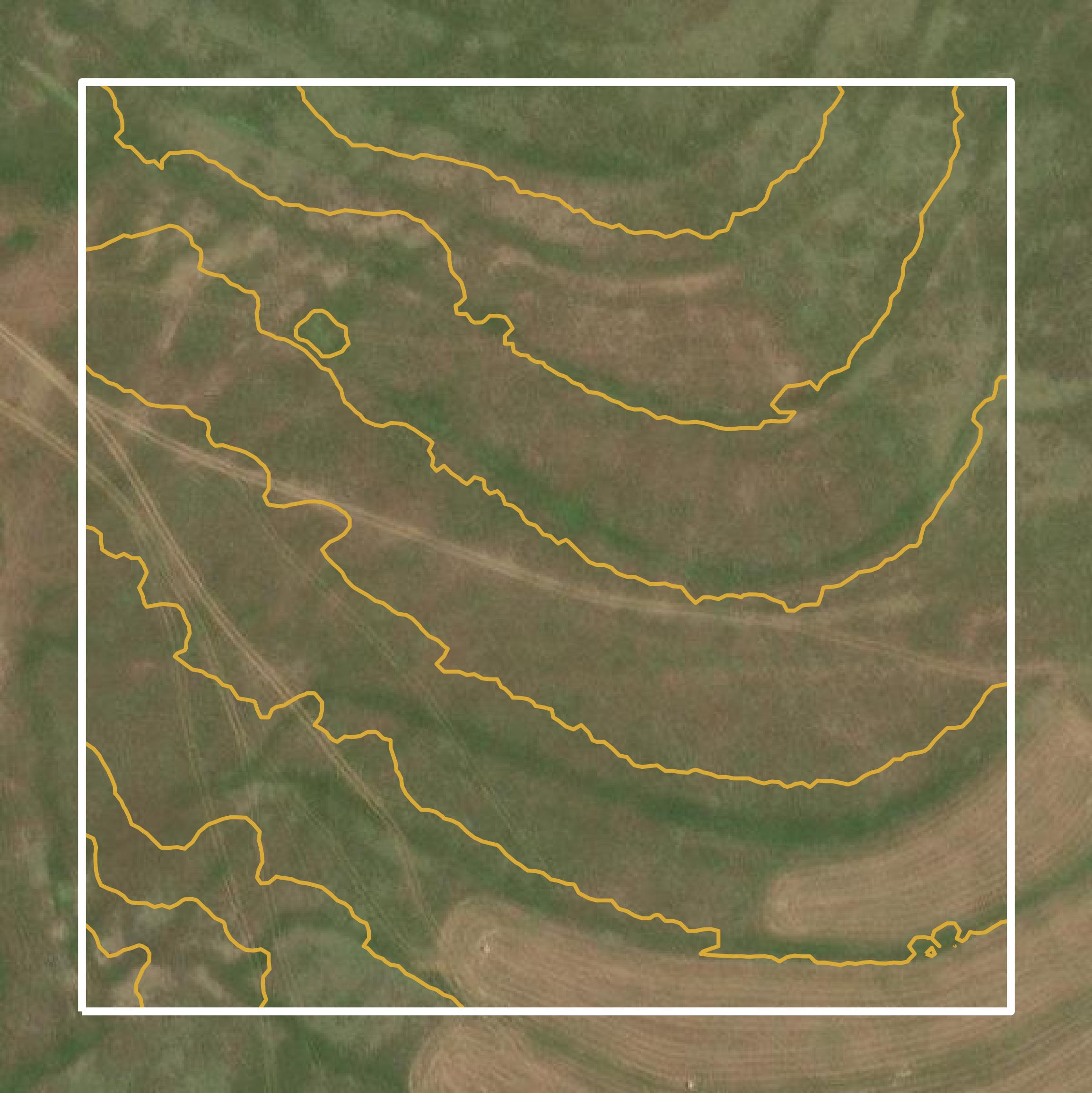 This image shows a contour map in Marshall County created using GIS data in Equator.