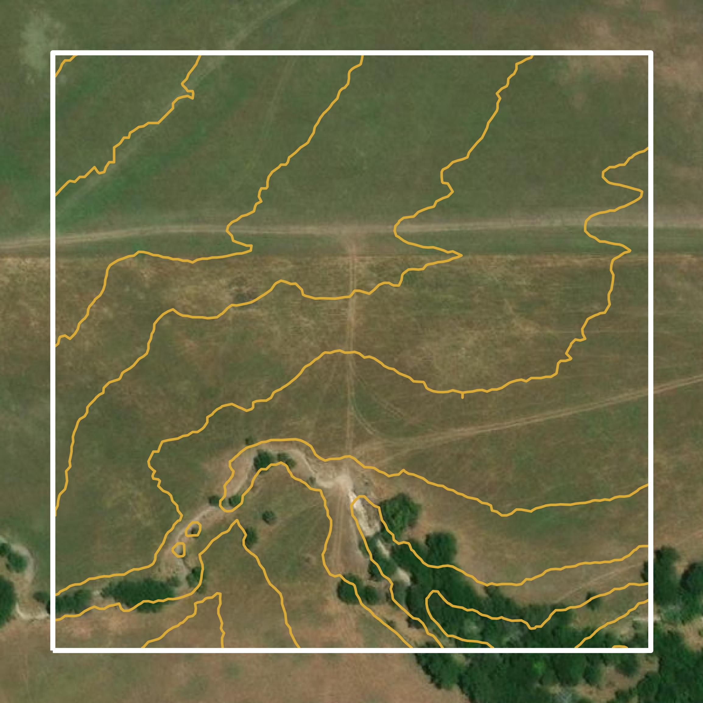 This image shows a contour map in Marshall County created using GIS data in Equator.
