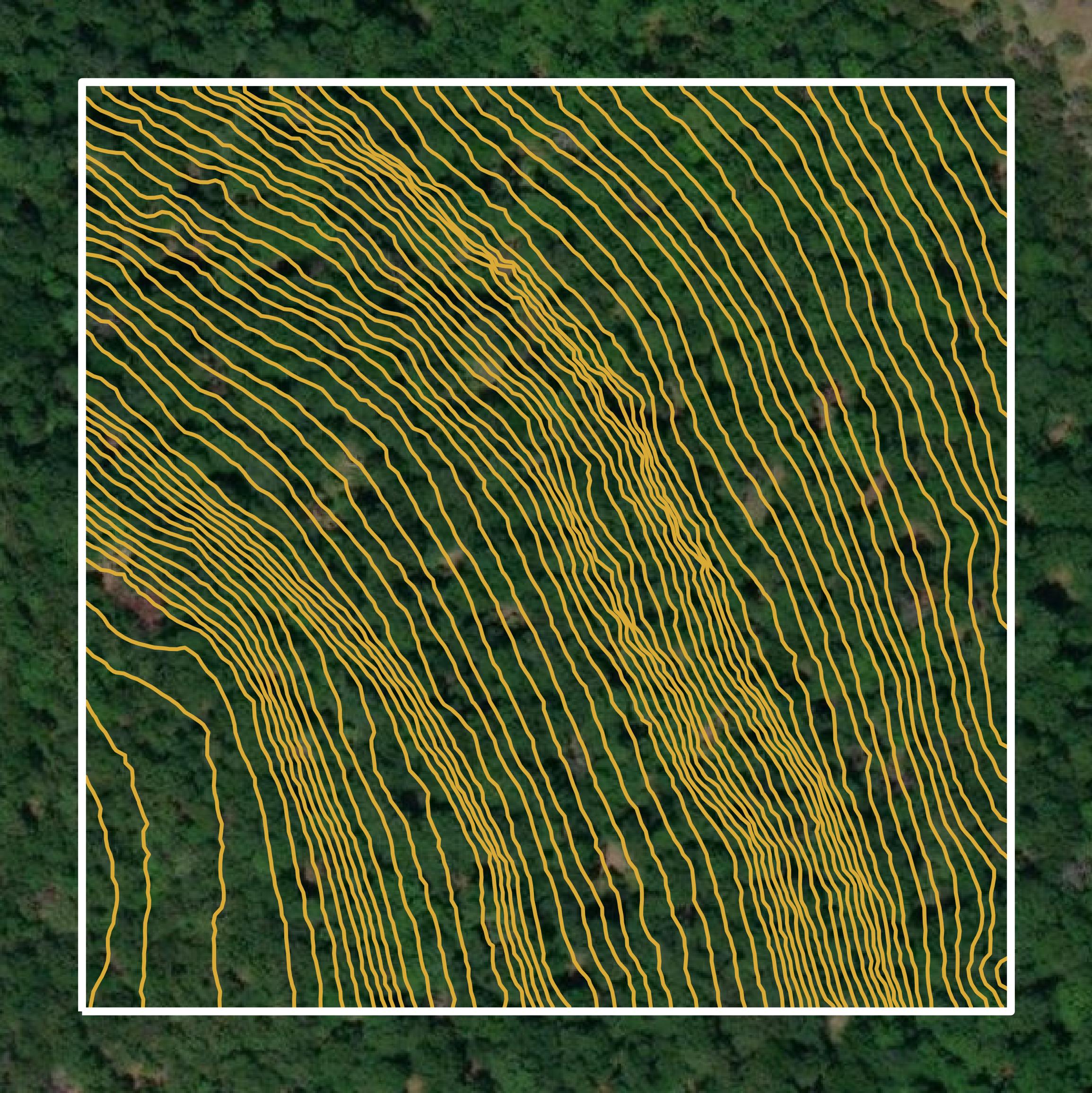 This image shows a contour map in Mayes County created using GIS data in Equator.