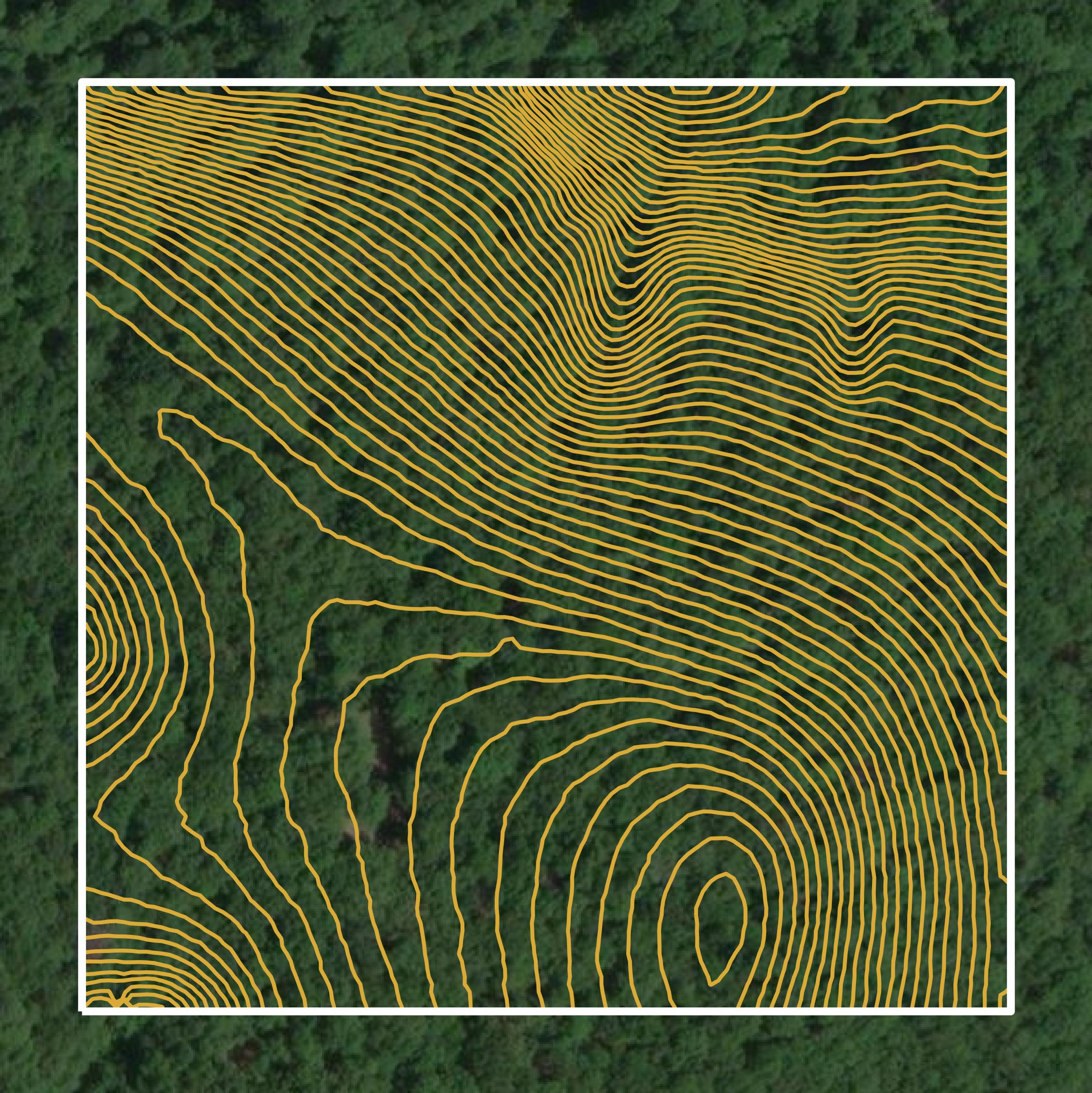 This image shows a contour map in Mayes County created using GIS data in Equator.