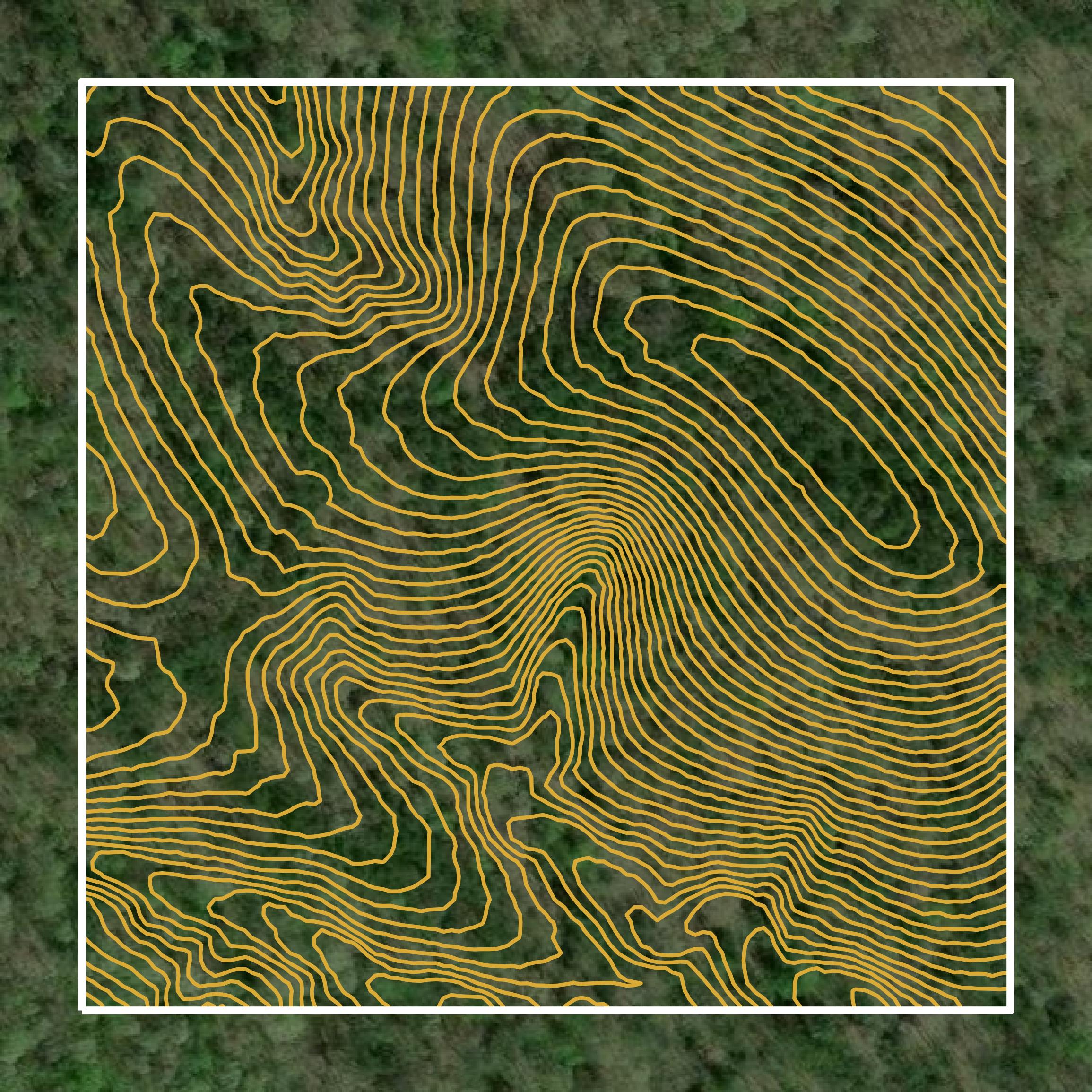 This image shows a contour map in McCurtain County created using GIS data in Equator.