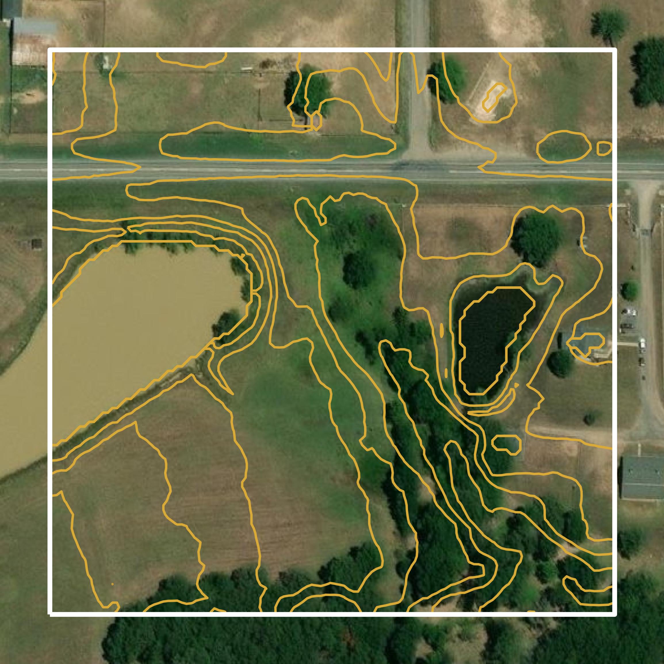 This image shows a contour map in McIntosh County created using GIS data in Equator.