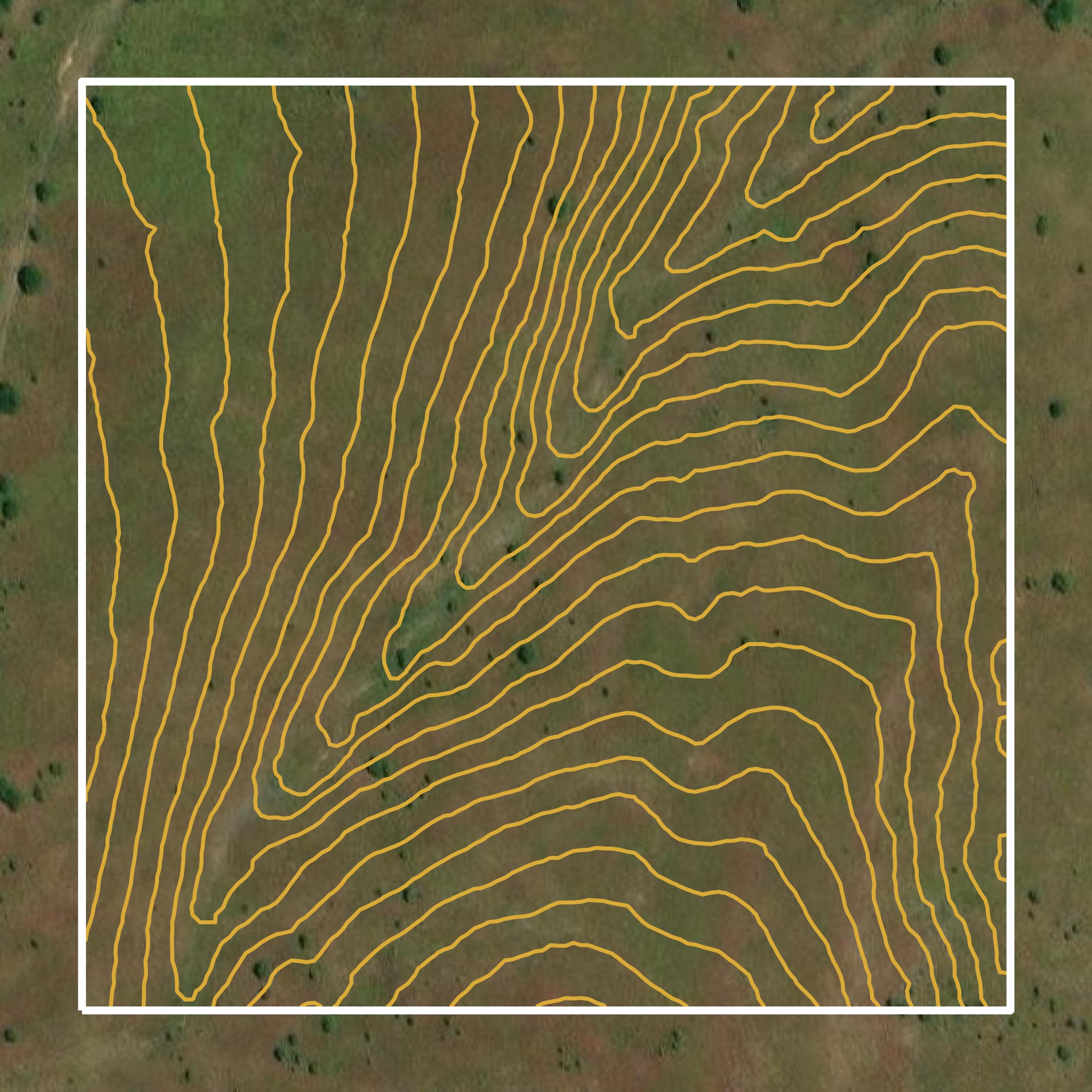 This image shows a contour map in McIntosh County created using GIS data in Equator.