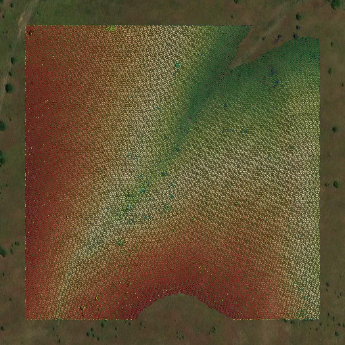 This image shows a LiDAR point cloud in McIntosh County created using GIS data in Equator.