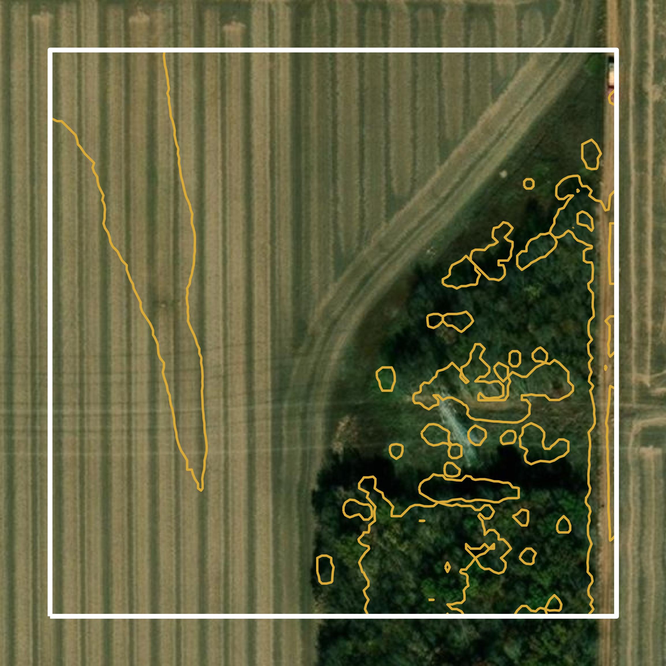 This image shows a contour map in Muskogee County created using GIS data in Equator.