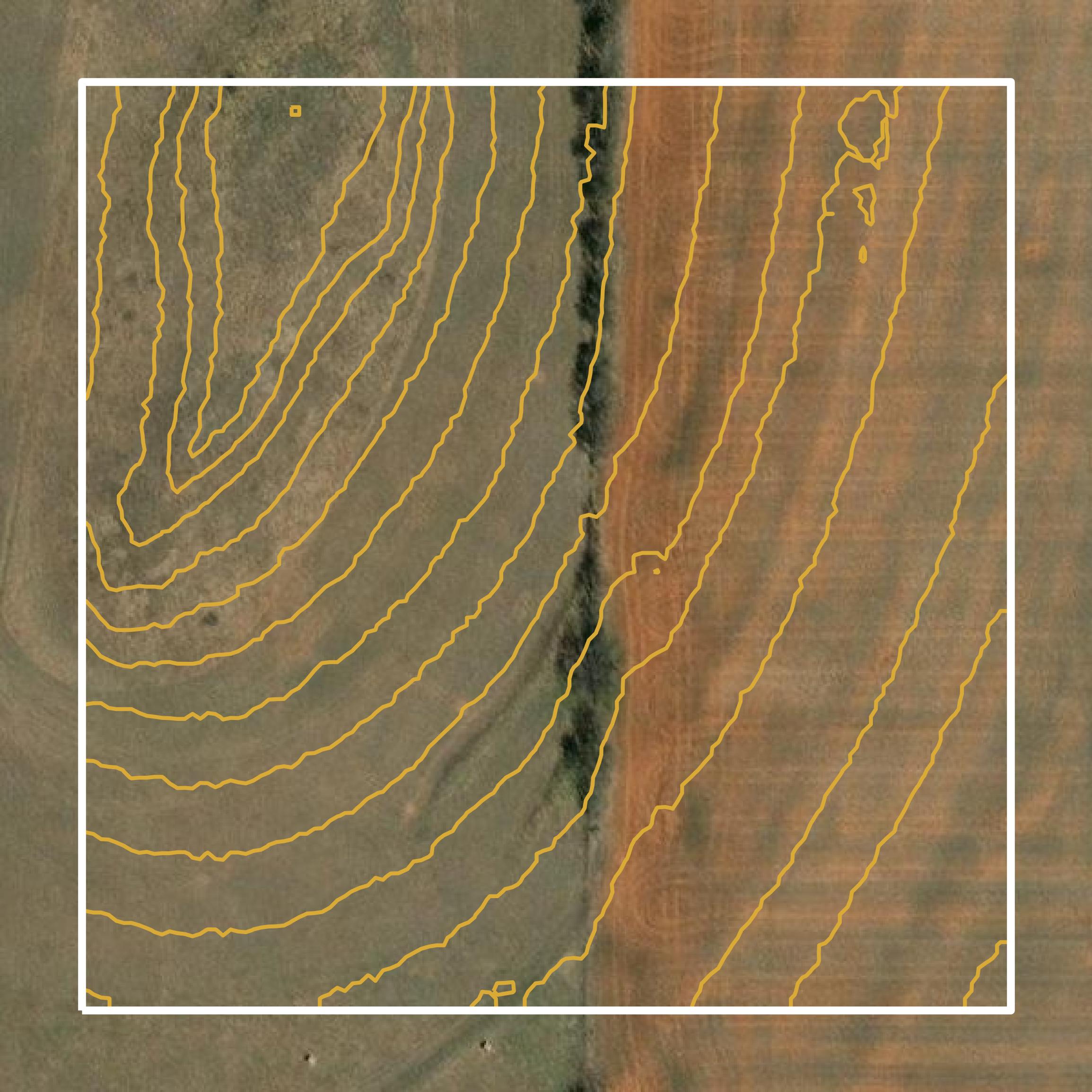 This image shows a contour map in Noble County created using GIS data in Equator.