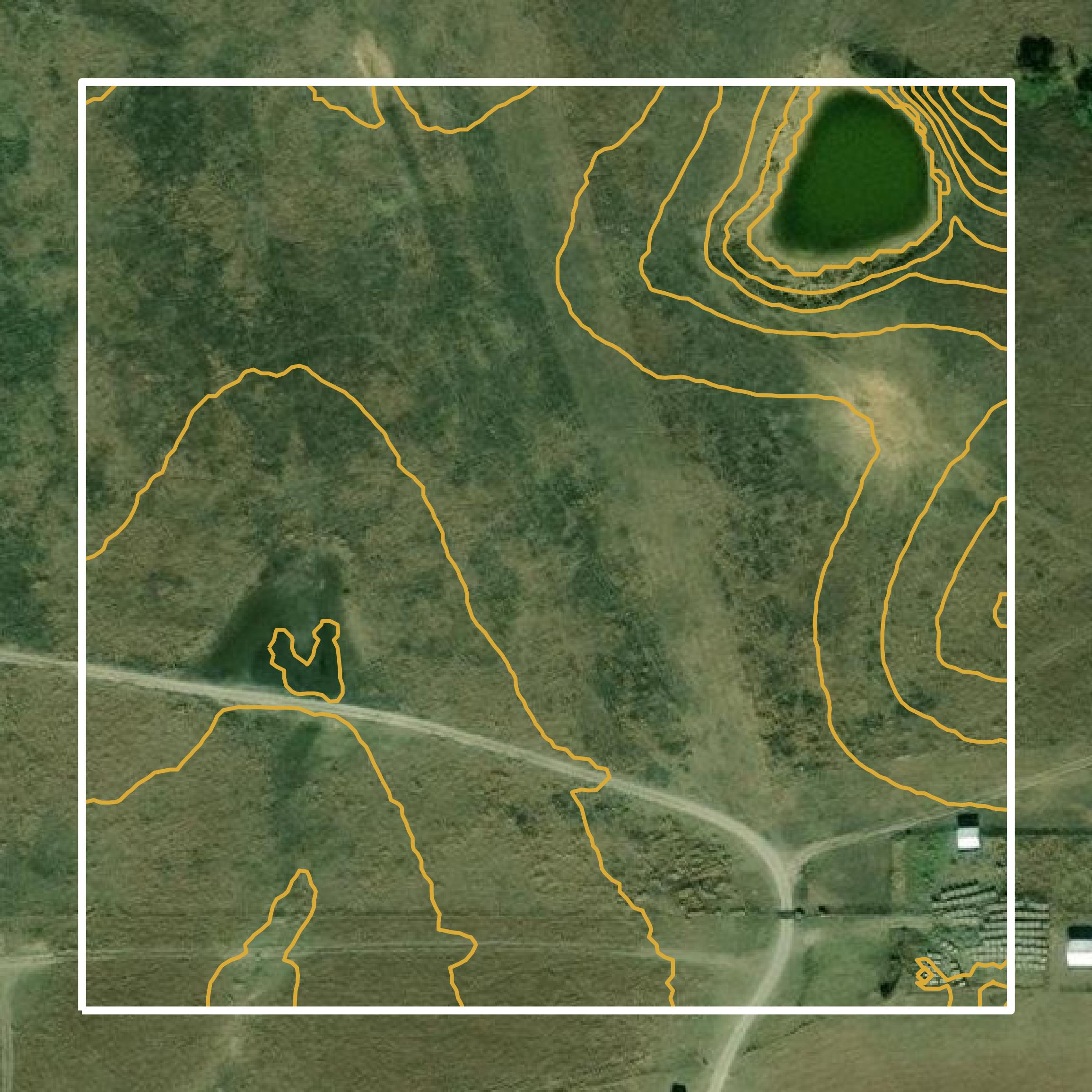 This image shows a contour map in Nowata County created using GIS data in Equator.