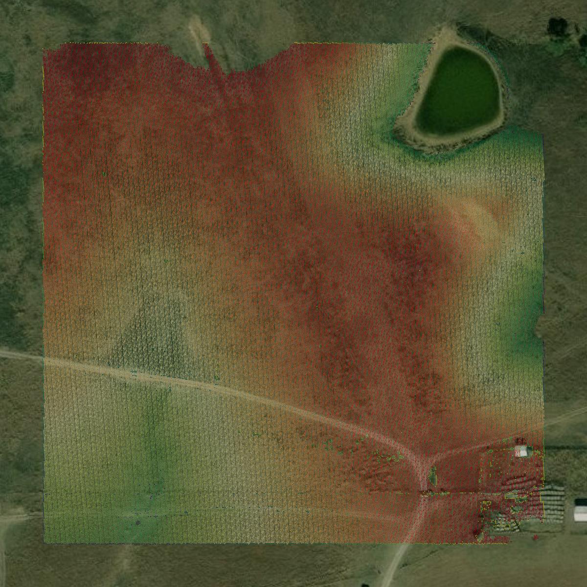This image shows a LiDAR point cloud in Nowata County created using GIS data in Equator.