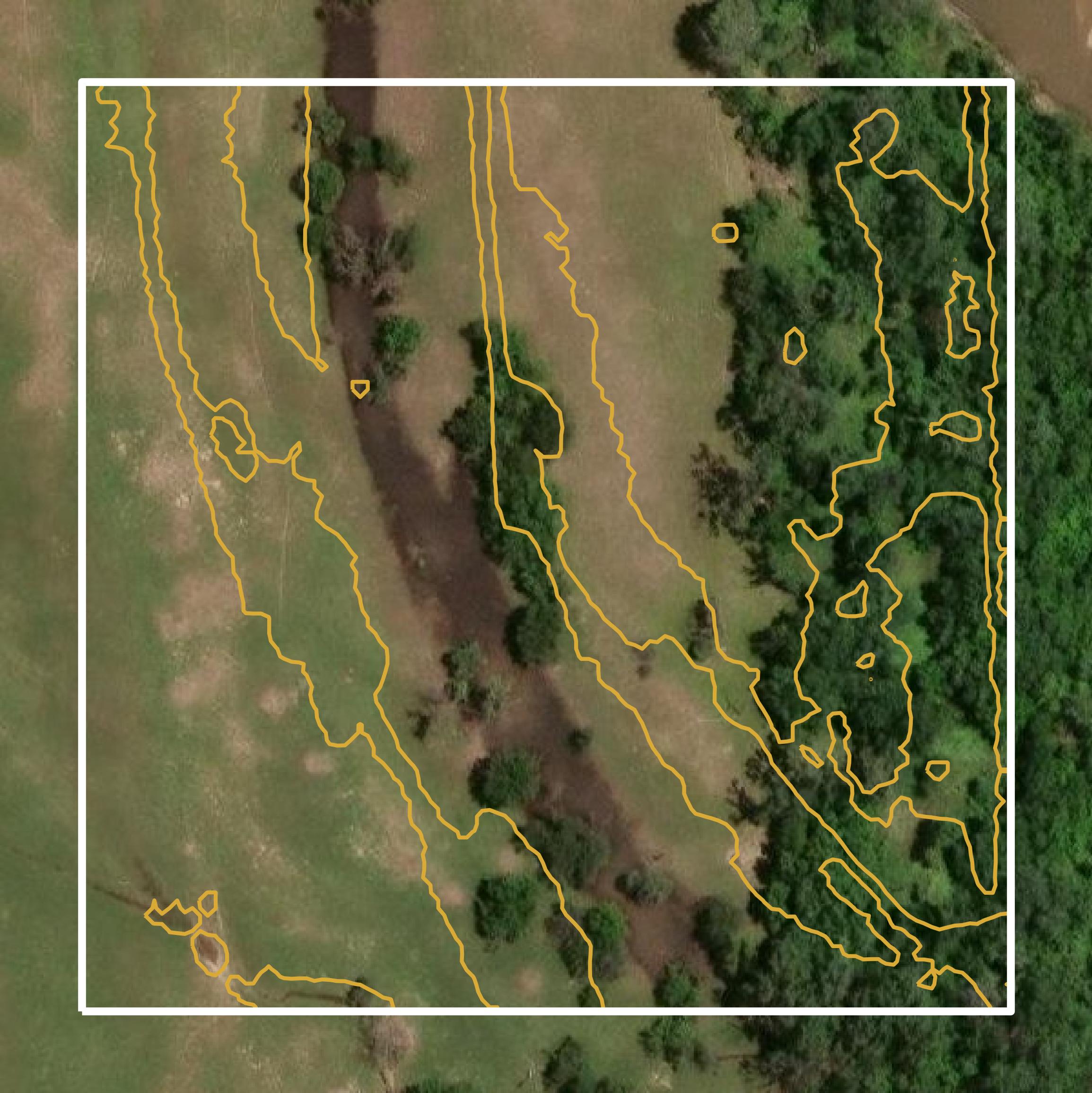 This image shows a contour map in Okfuskee County created using GIS data in Equator.