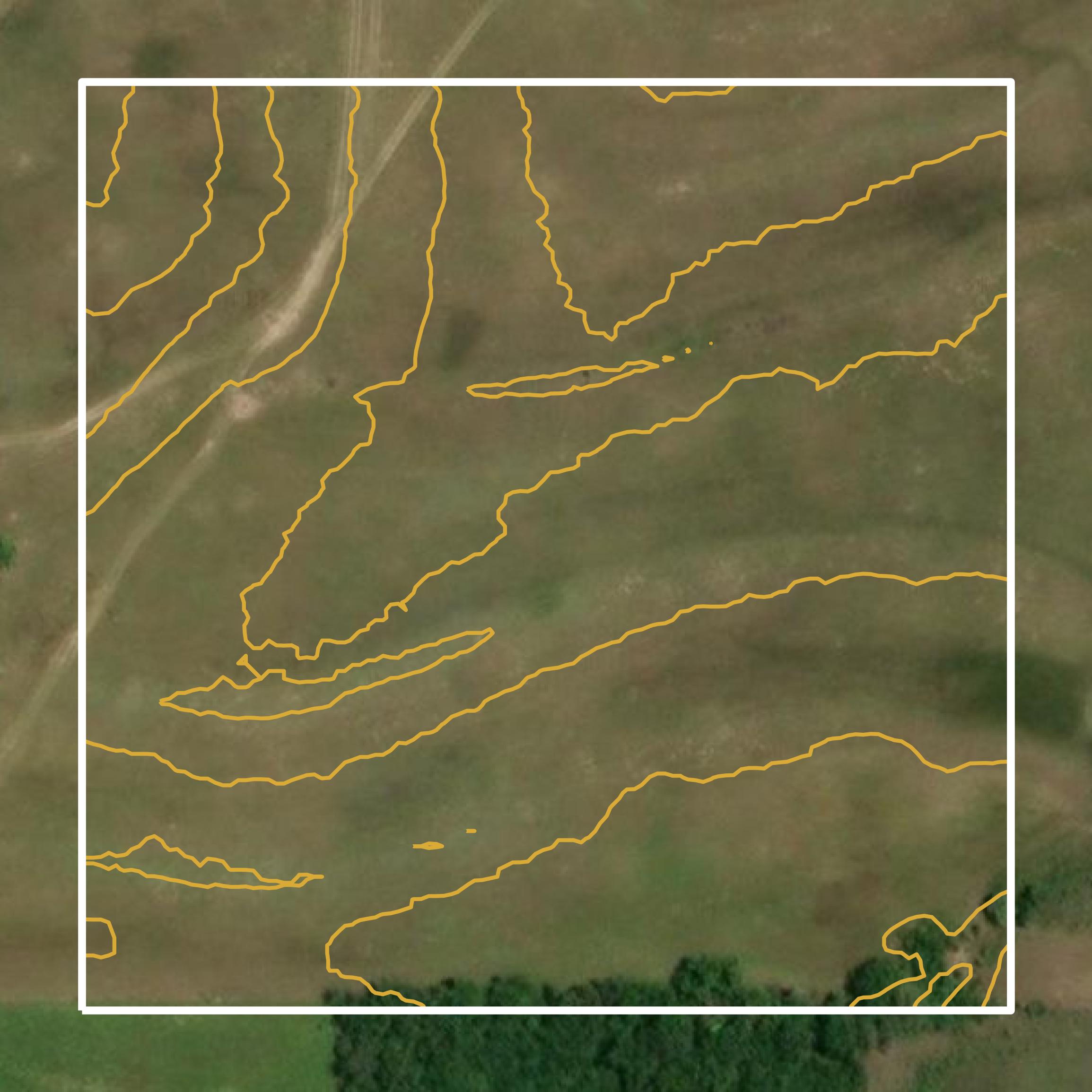 This image shows a contour map in Okfuskee County created using GIS data in Equator.
