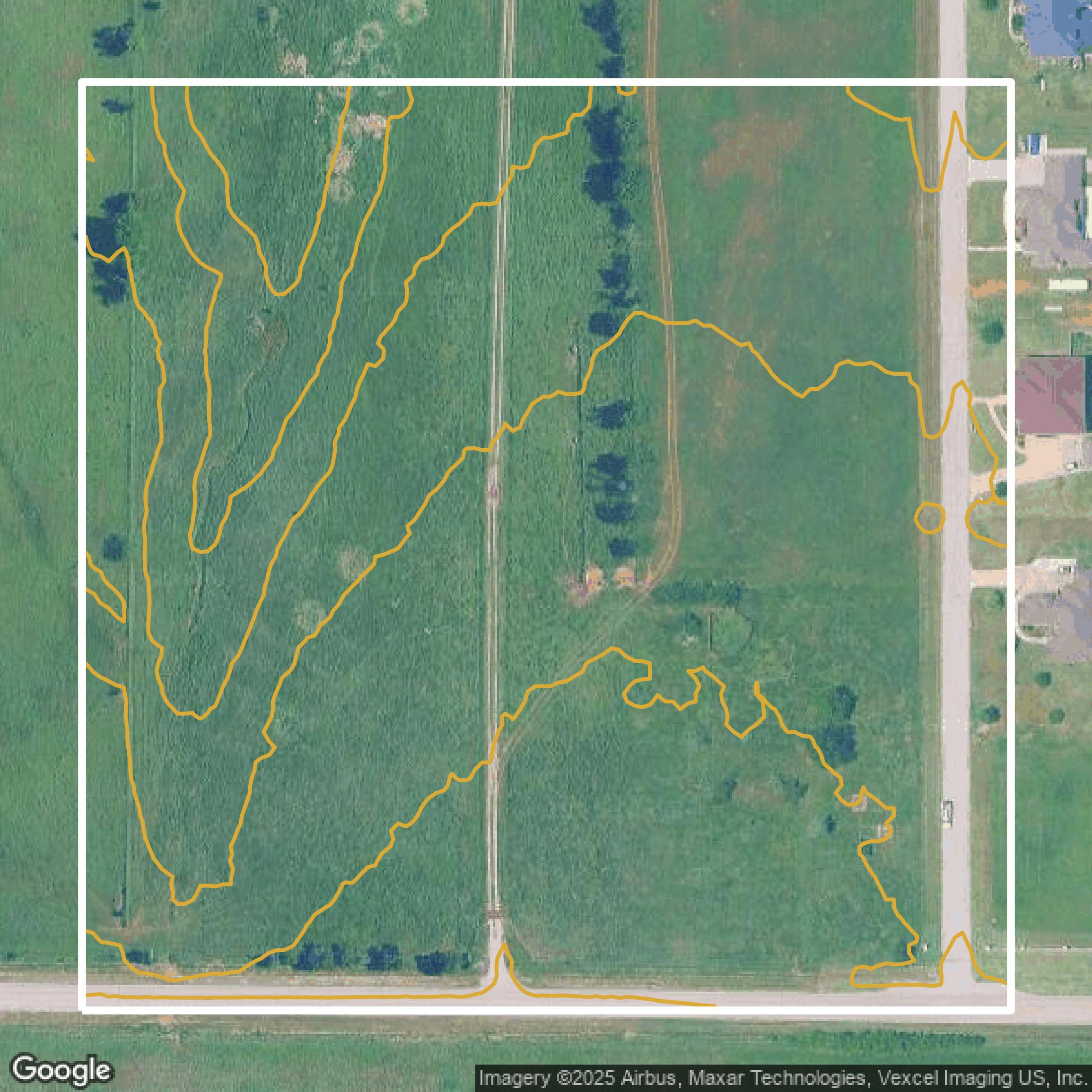 This image shows a contour map in Oklahoma County created using GIS data in Equator.