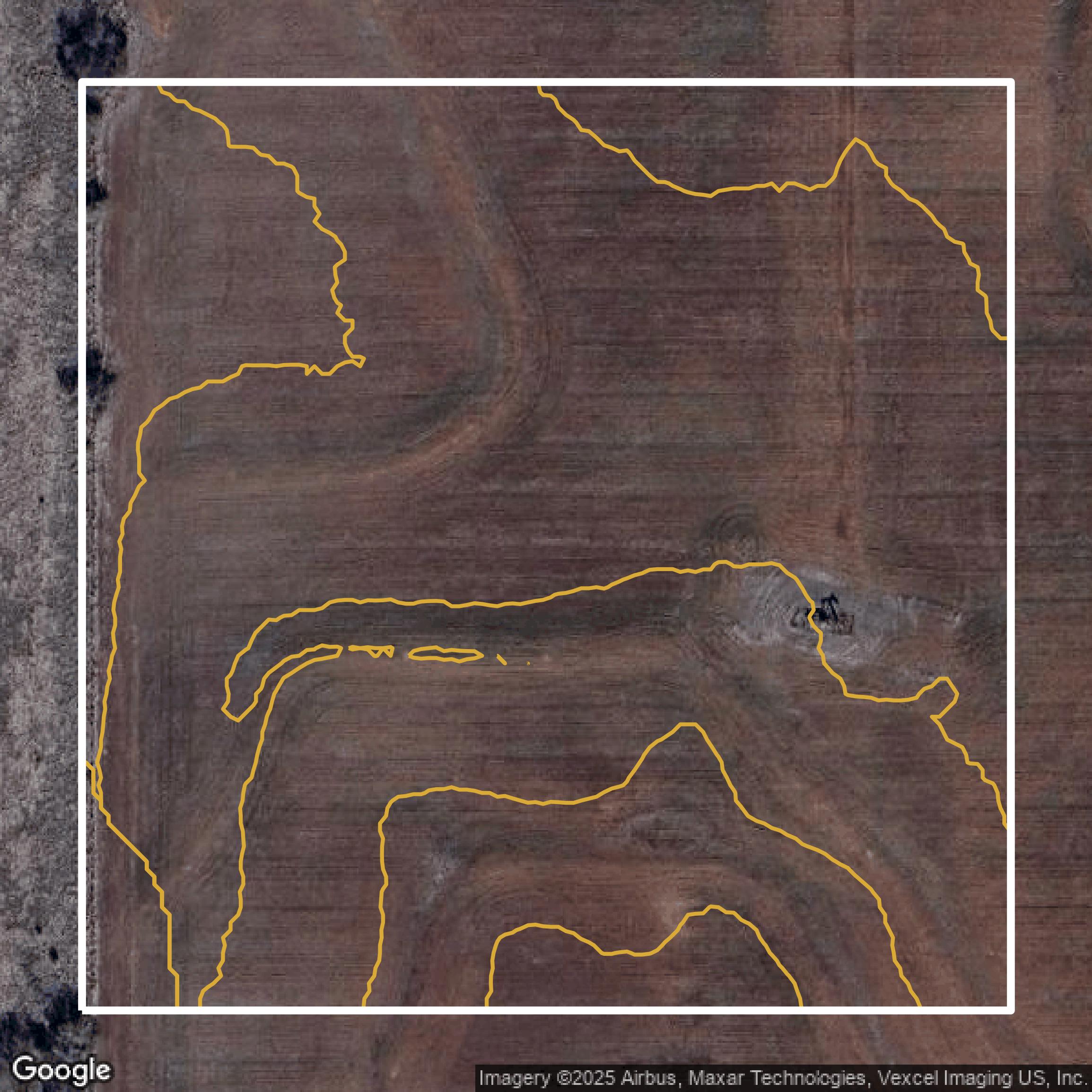 This image shows a contour map in Oklahoma County created using GIS data in Equator.