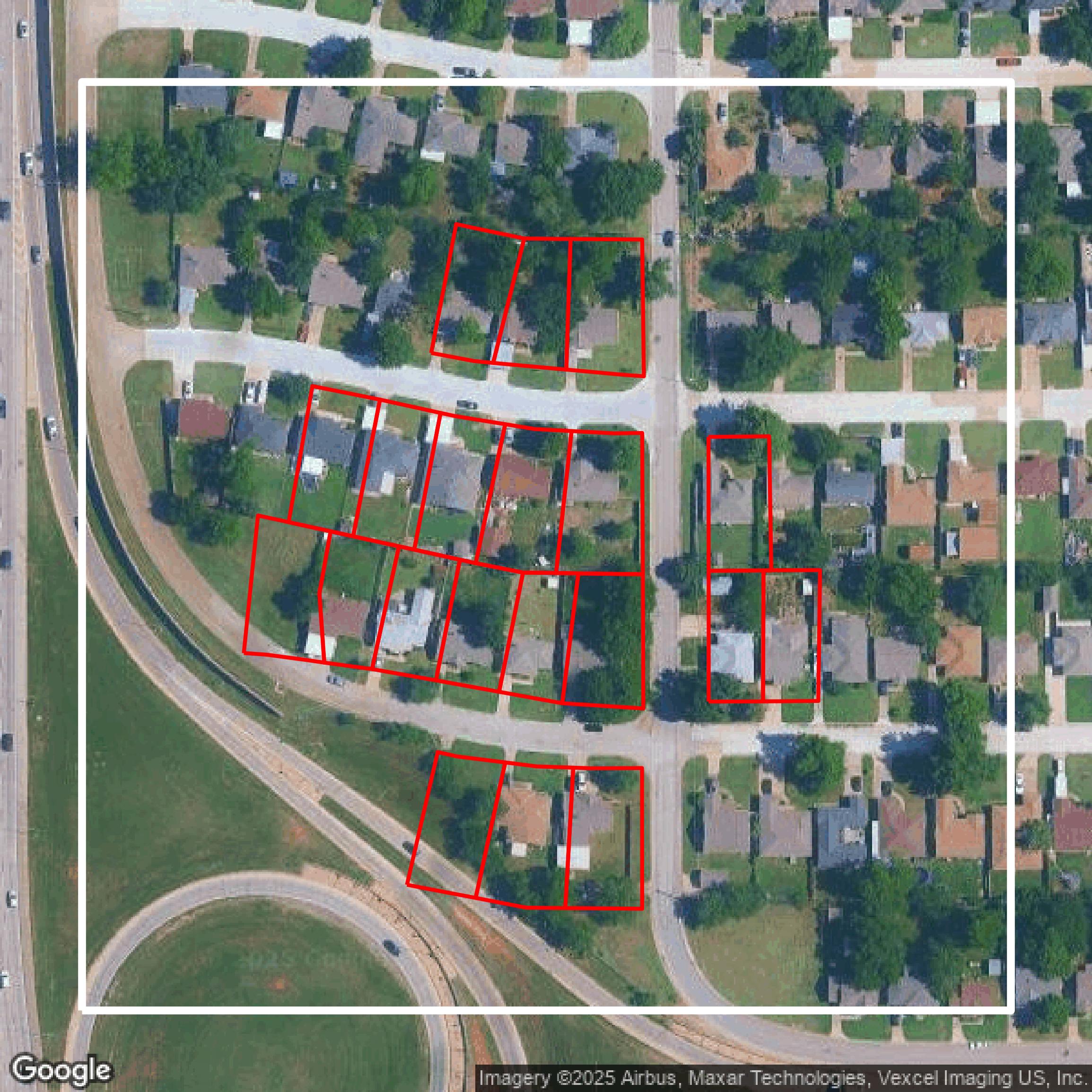This image shows parcel data in Oklahoma County created using GIS data in Equator.