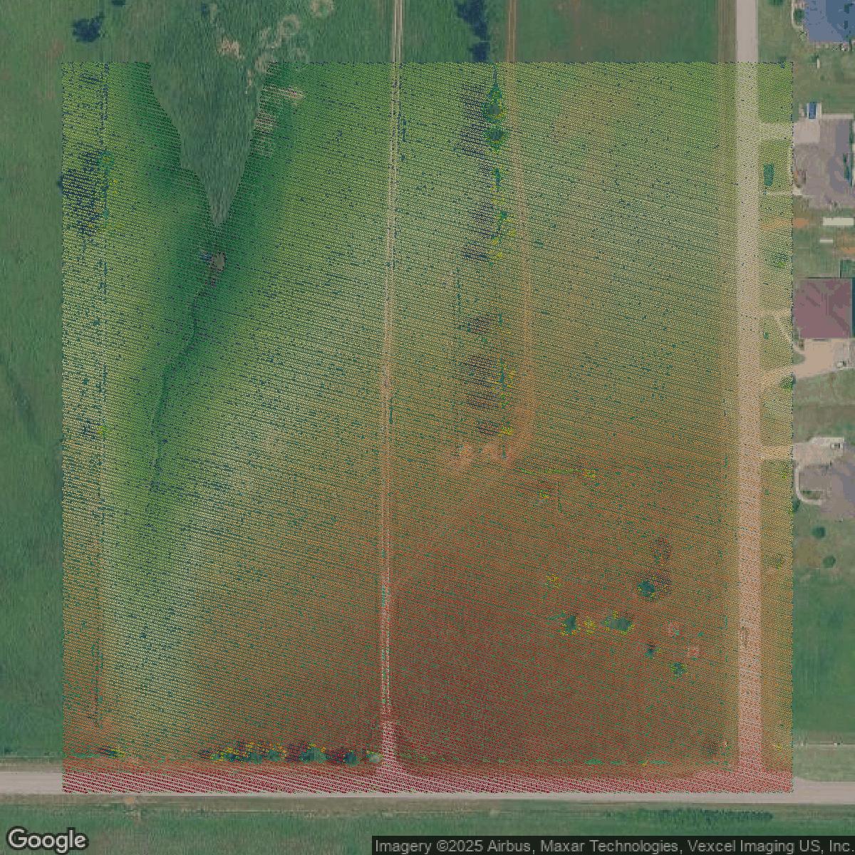 This image shows a LiDAR point cloud in Oklahoma County created using GIS data in Equator.
