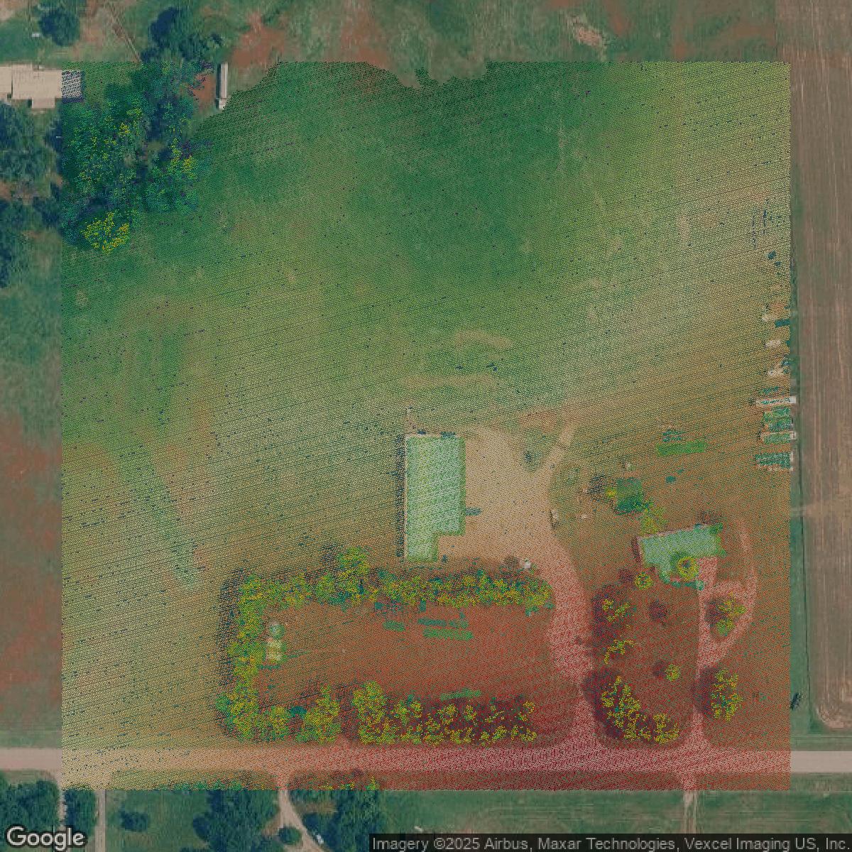 This image shows a LiDAR point cloud in Oklahoma County created using GIS data in Equator.
