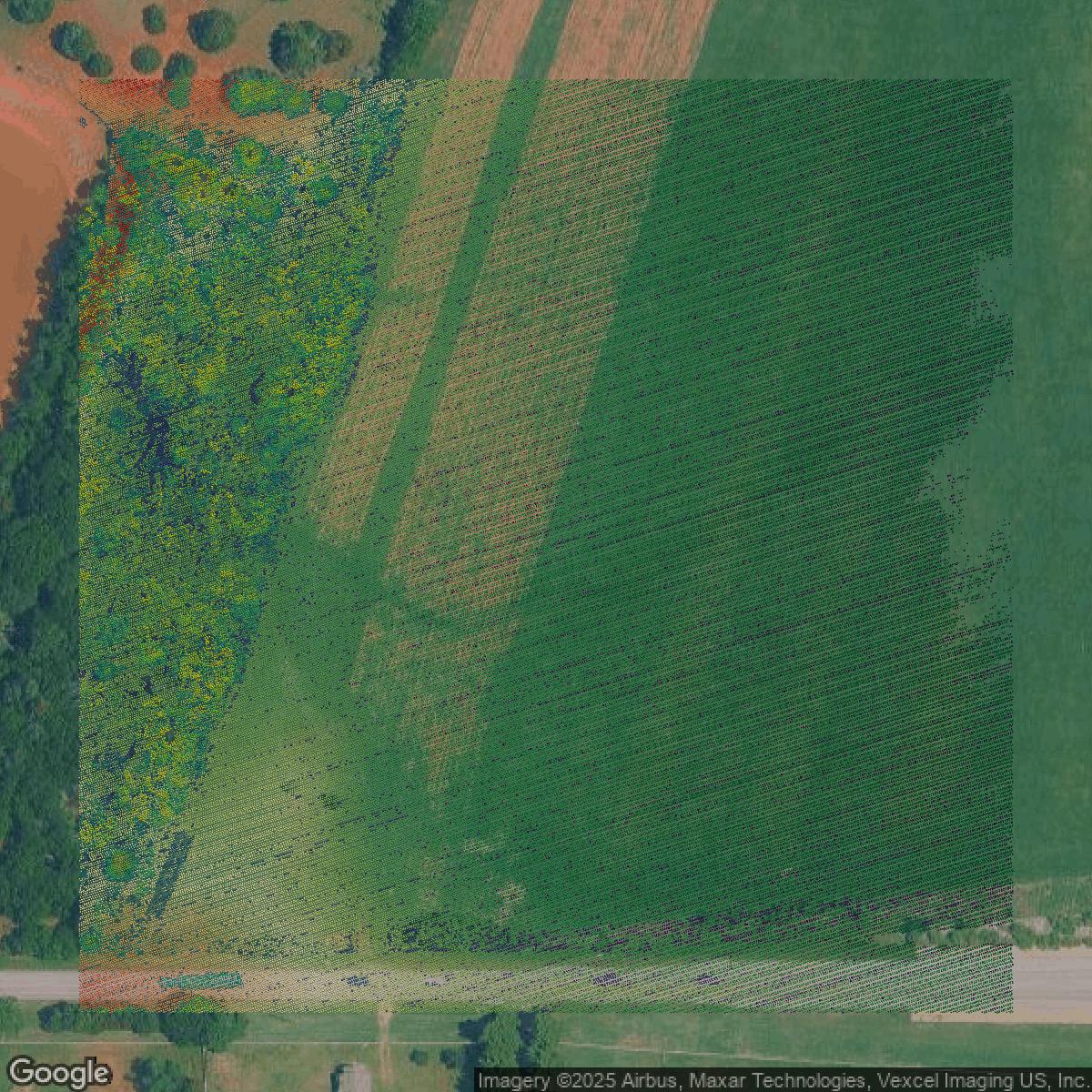 This image shows a LiDAR point cloud in Oklahoma County created using GIS data in Equator.